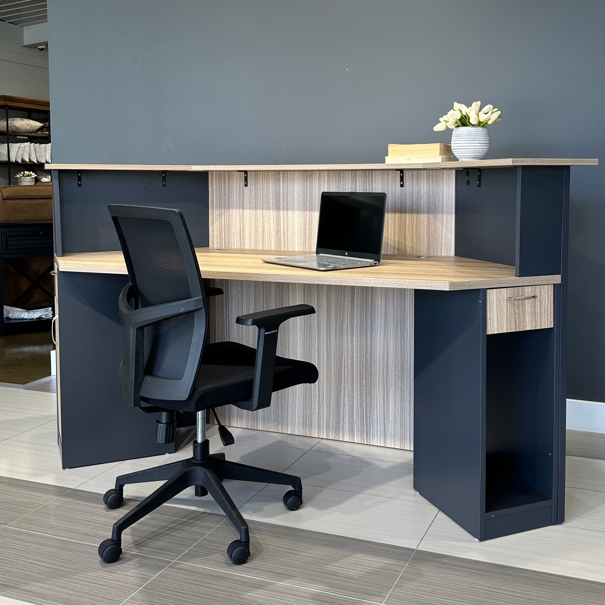Performance Reception Counter – Natural Oak / Charcoal