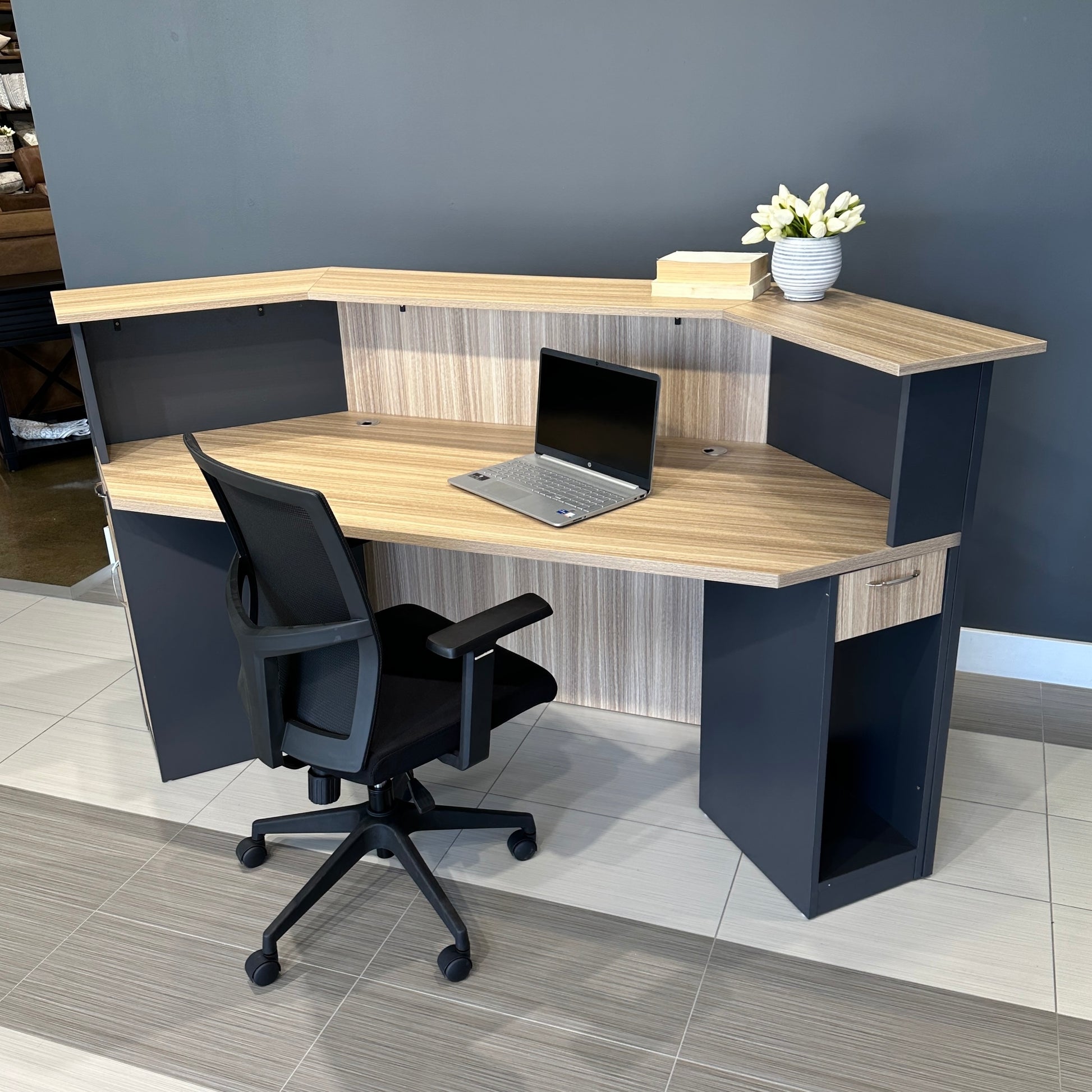 Performance Reception Counter – Natural Oak / Charcoal