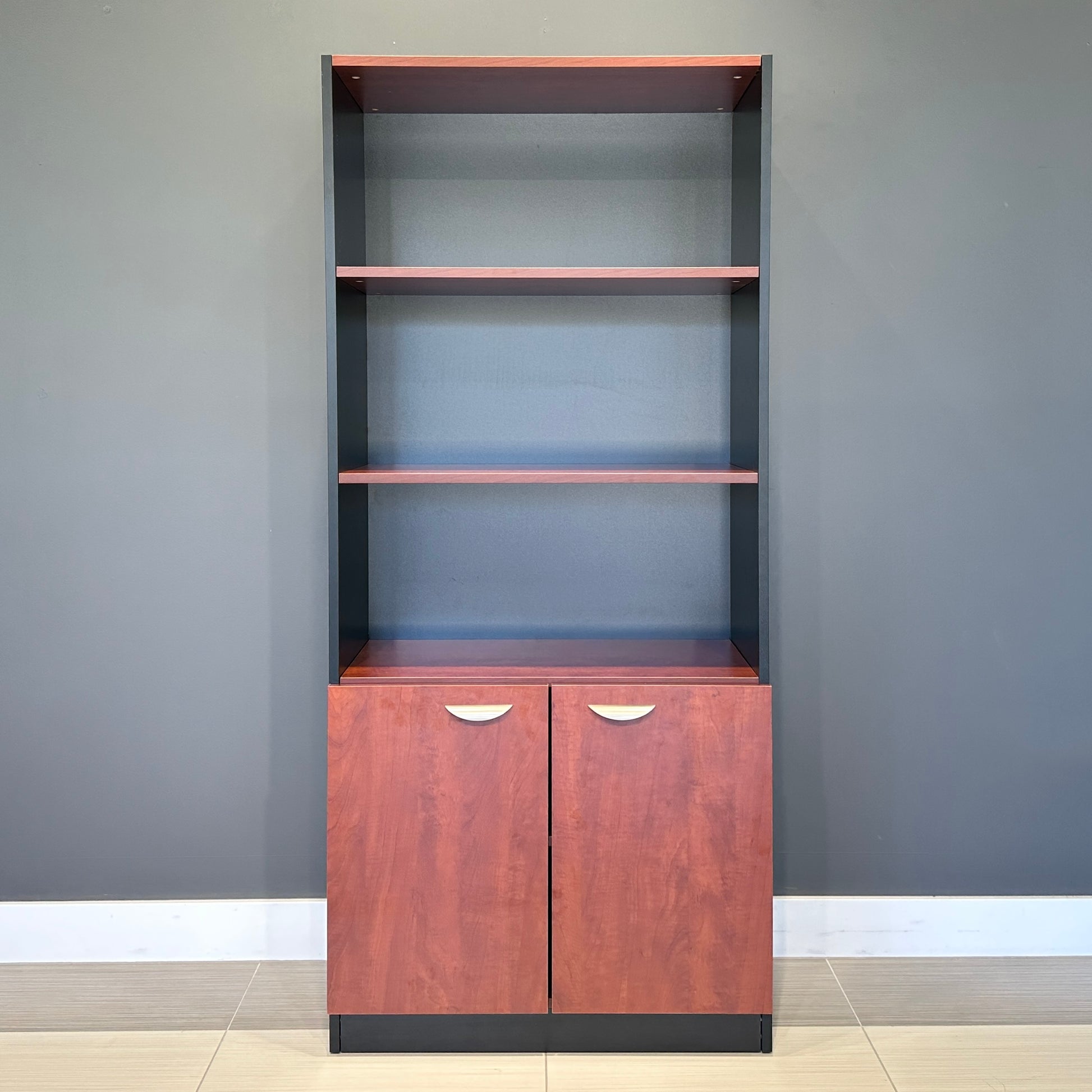 Performance Bookcase Split Large - Red Gum/ Charcoal