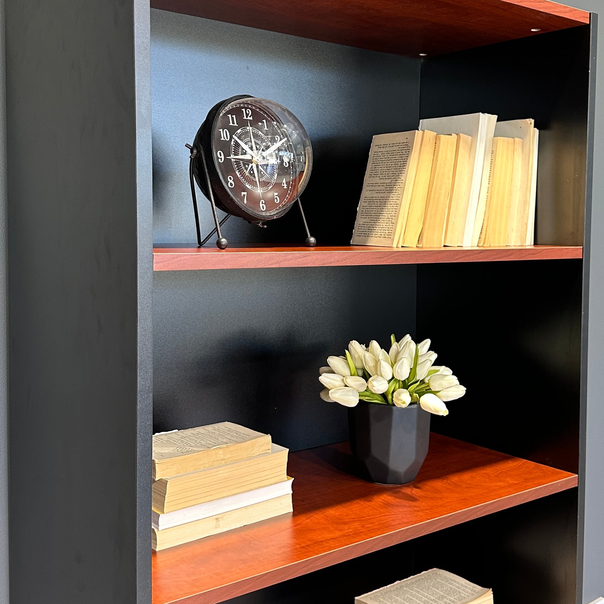 Performance Bookcase Split Large - Red Gum/ Charcoal