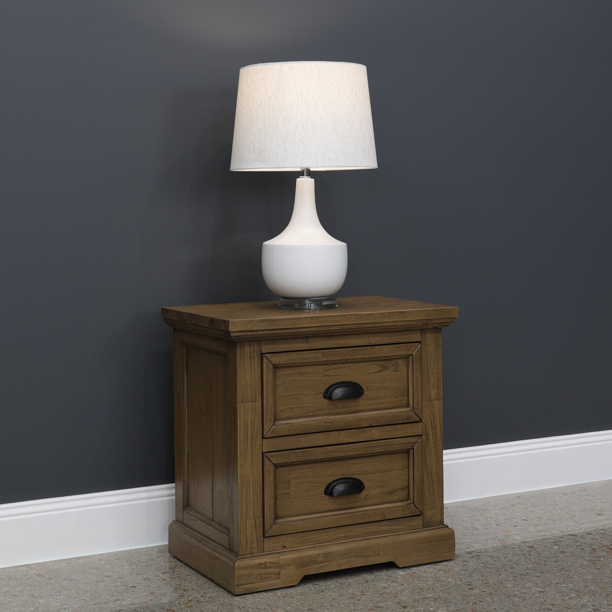Macedon Bedside Table w/ 2 Drawers
