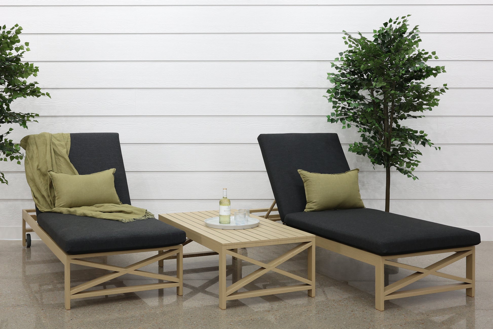 Kingscliff Sun Lounge Set of 2 - Natural Light Oak