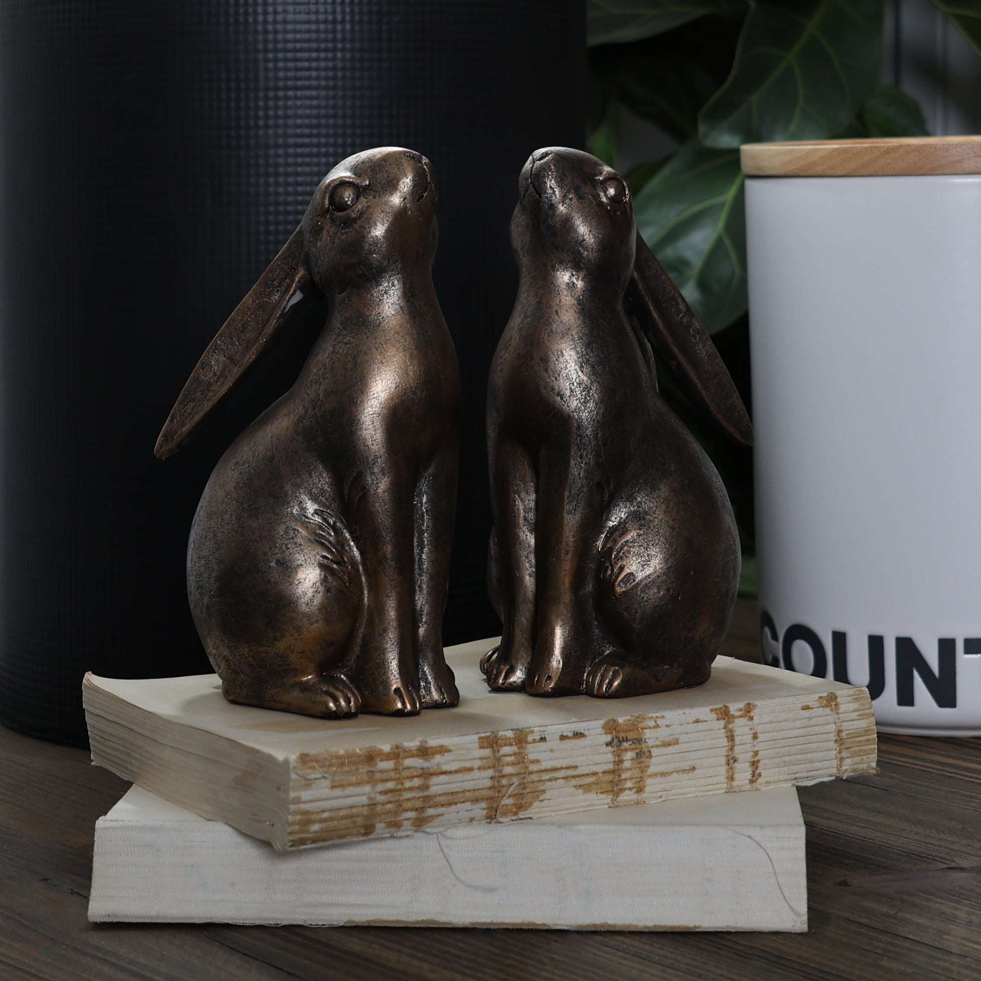 Cotton-Tail Bookends - Bronze