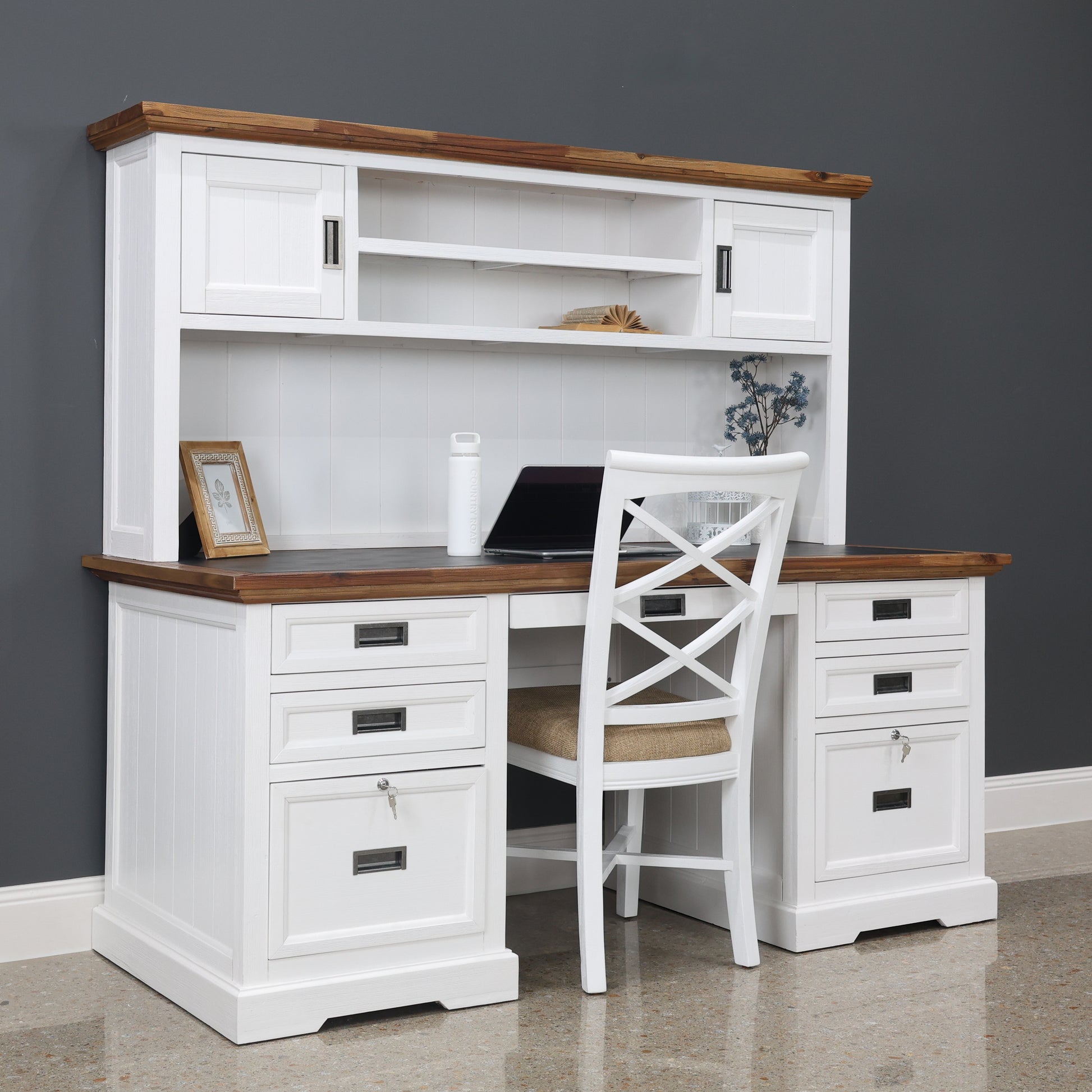 Provedore Two Tone Desk & Hutch