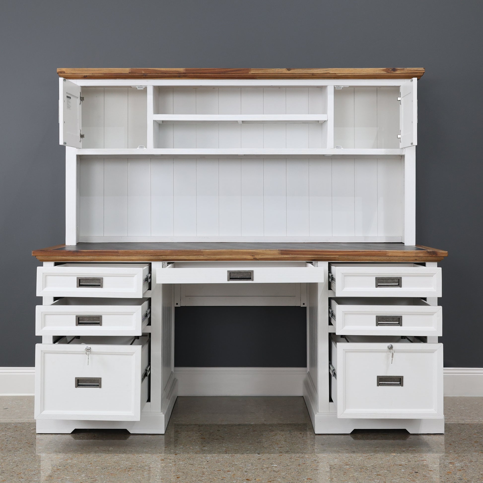 Provedore Two Tone Desk & Hutch