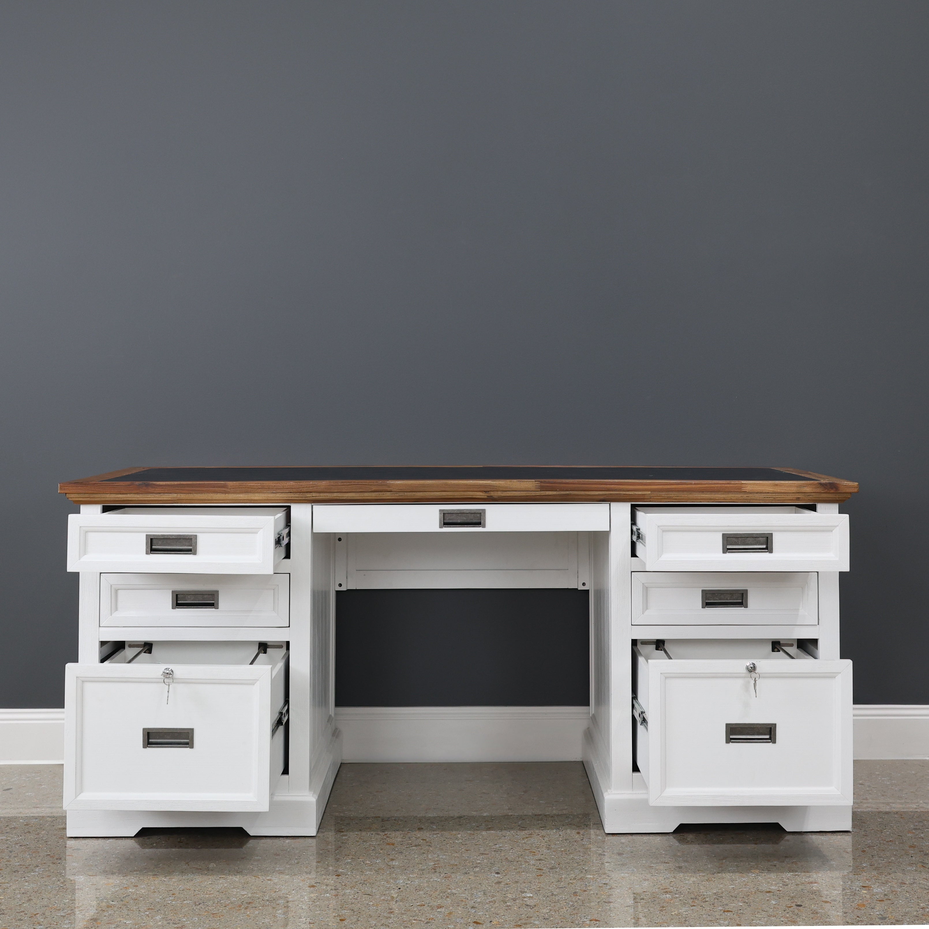 Provedore Two Tone Desk - Vinyl Top