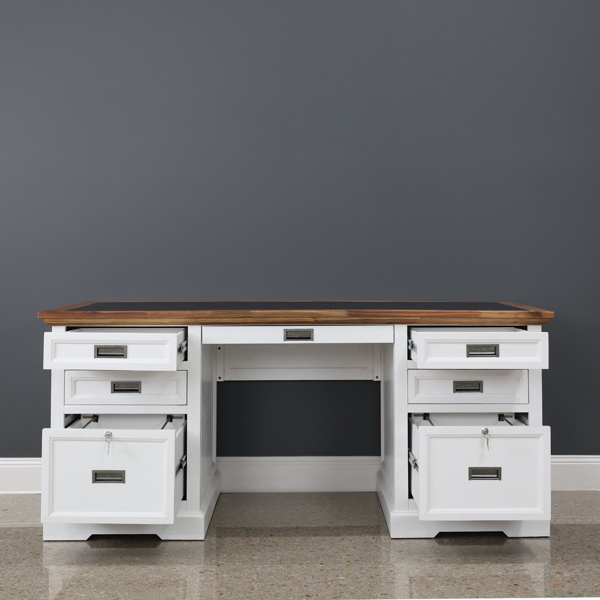 Provedore Two Tone Desk - Vinyl Top