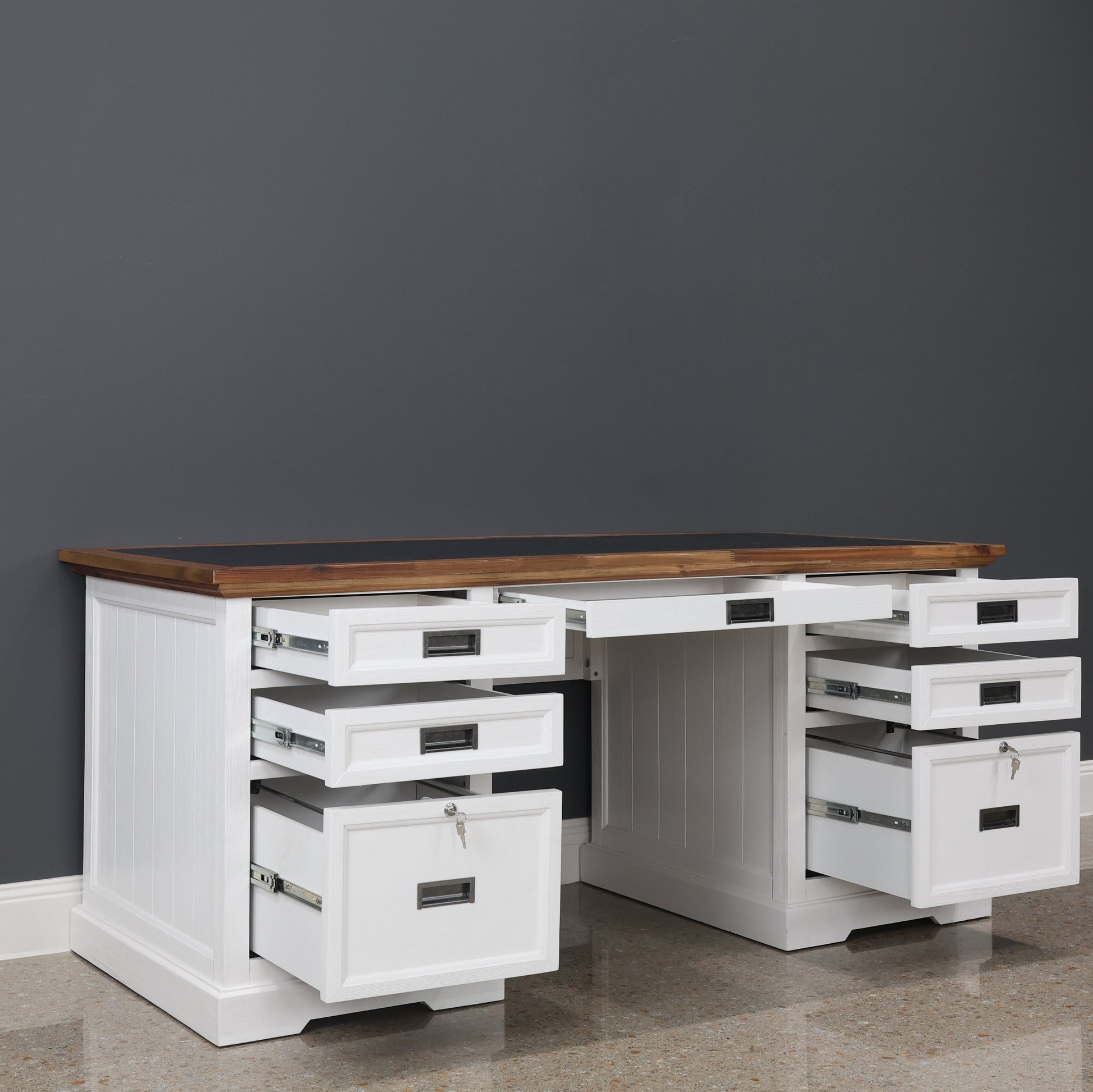 Provedore Two Tone Desk - Vinyl Top