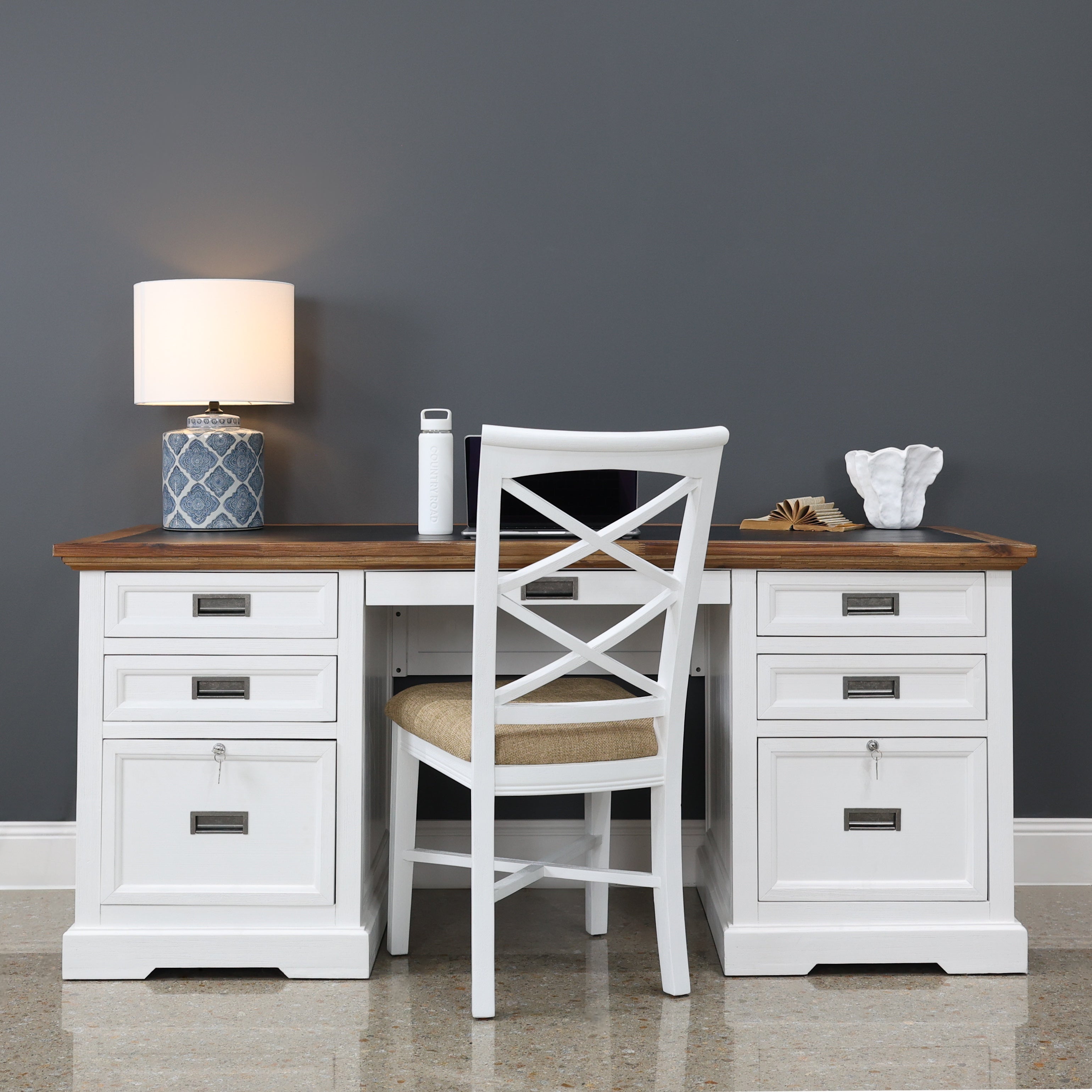 Provedore Two Tone Desk - Vinyl Top