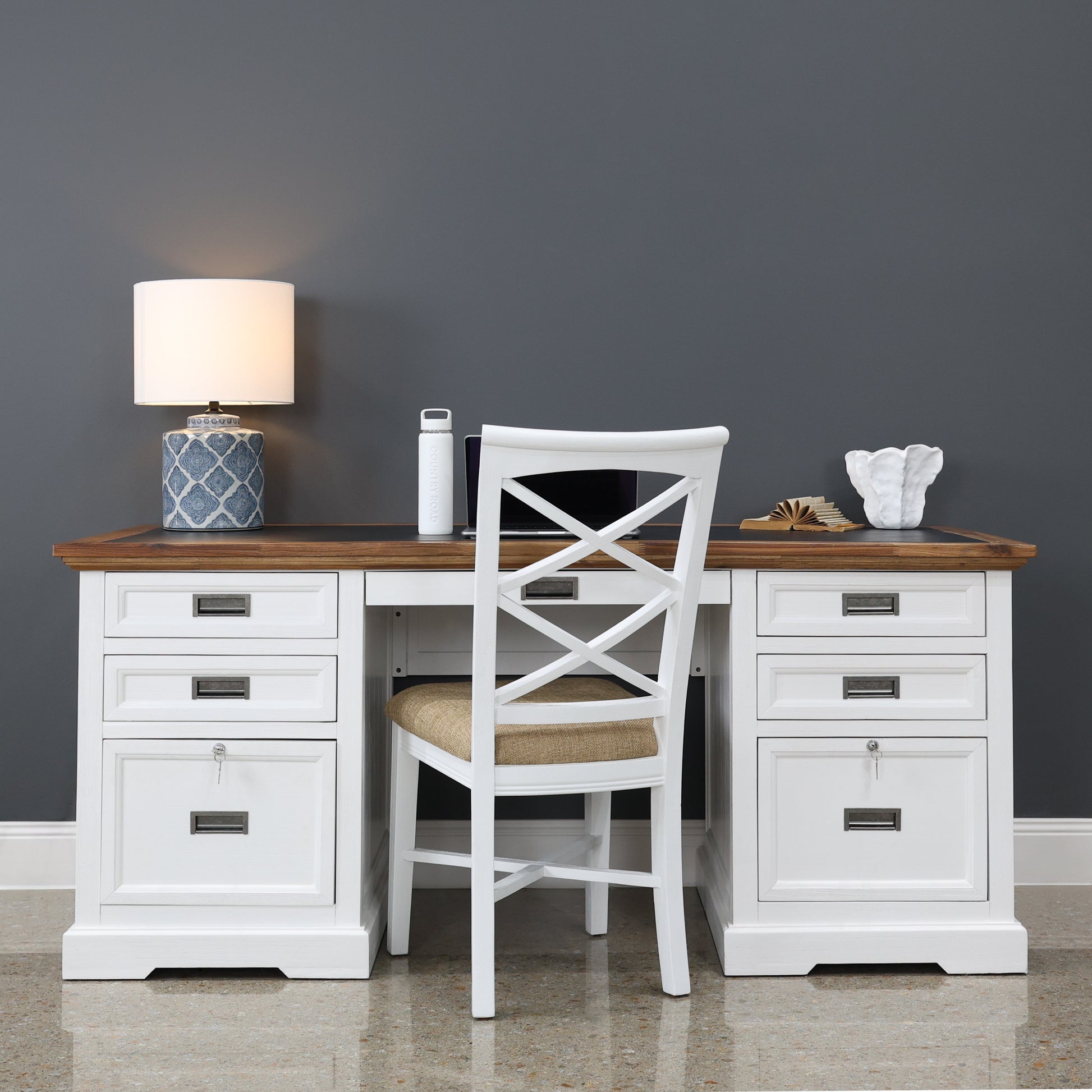 Provedore Two Tone Desk - Vinyl Top