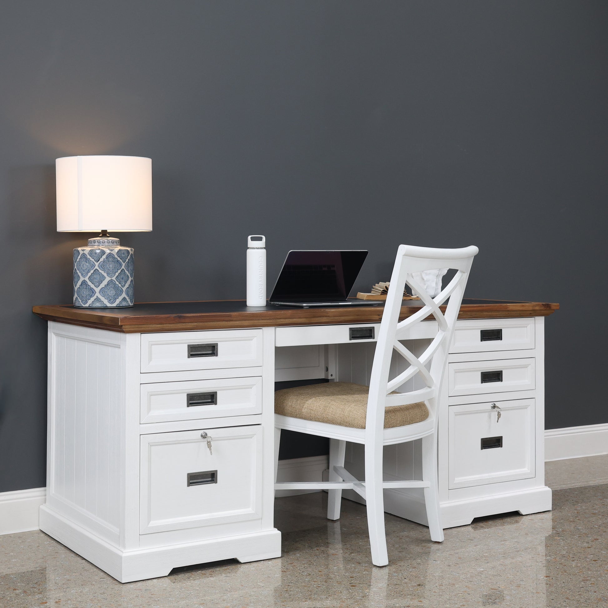 Provedore Two Tone Desk - Vinyl Top
