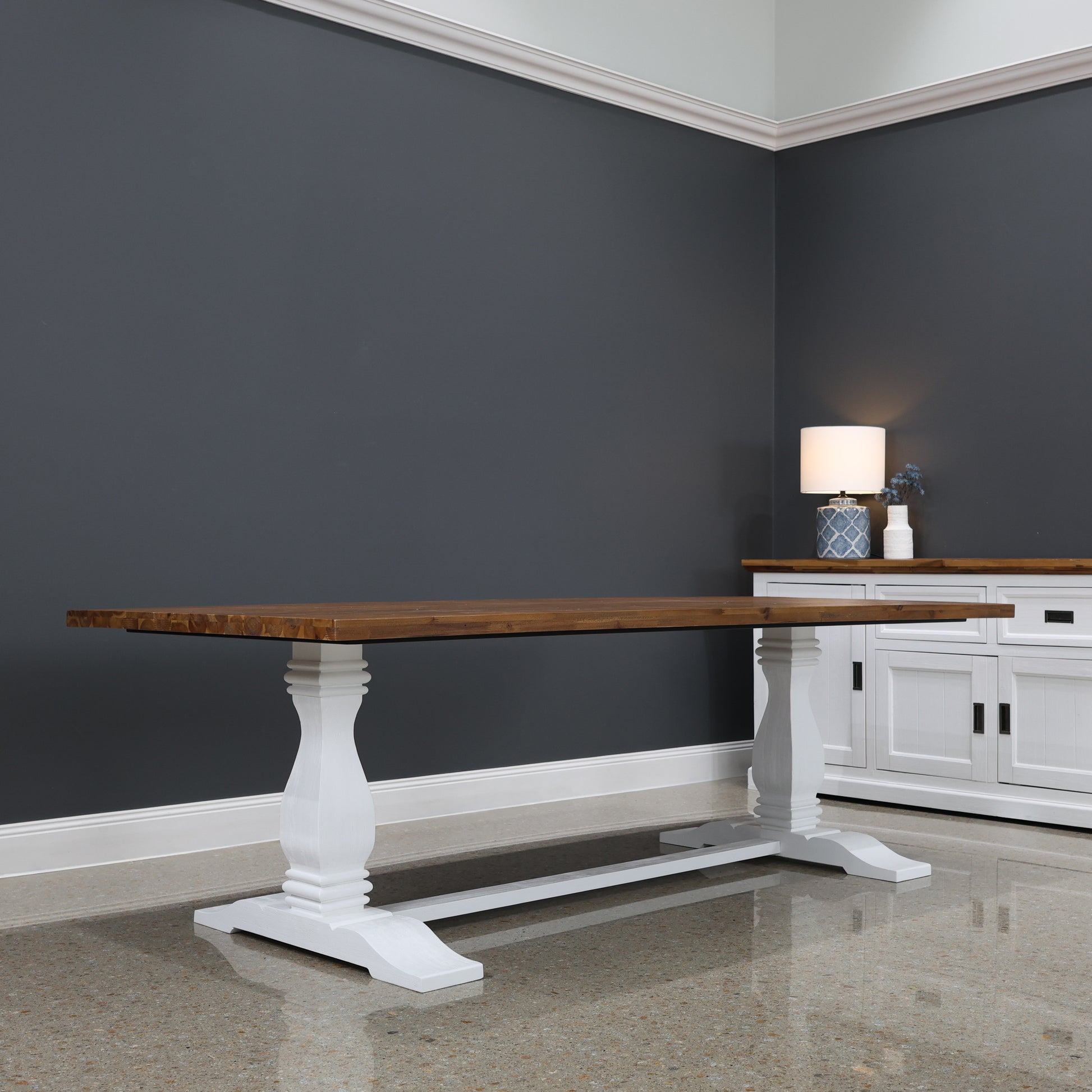 Provedore Two Tone Dining Table - Pedestal Leg
