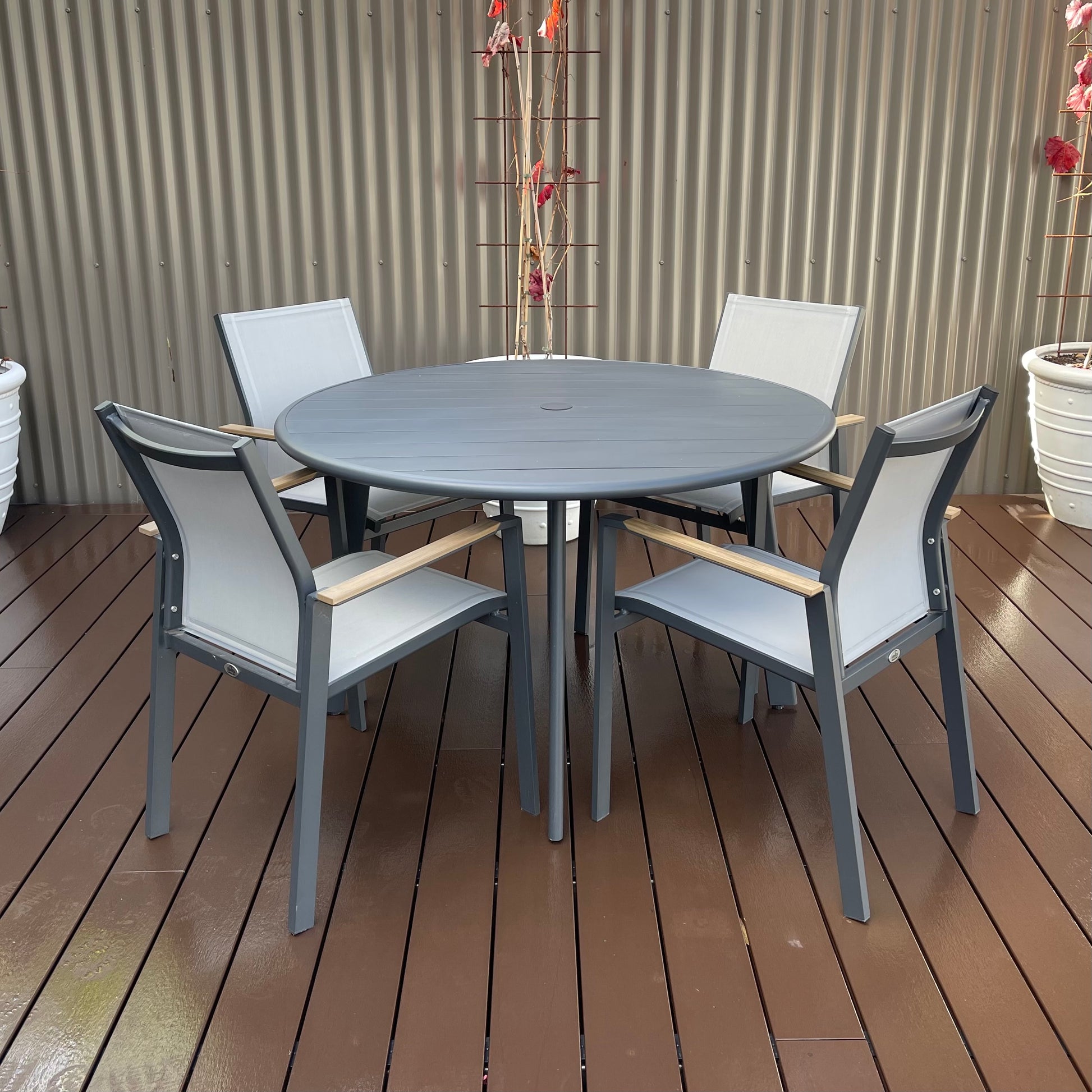 Avignon Dining Table Round - Charcoal