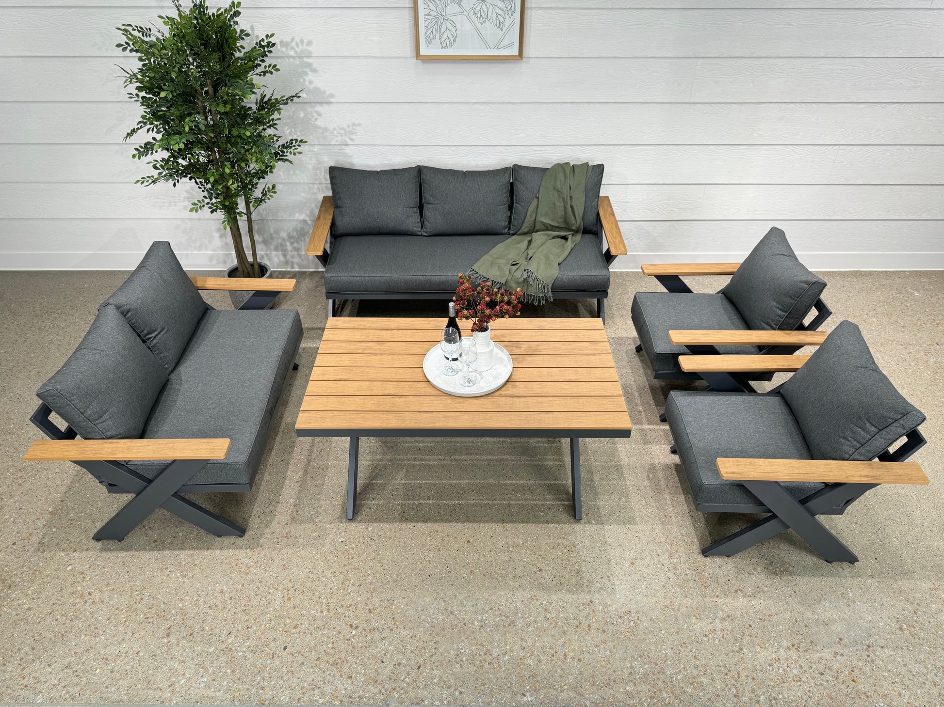 Harrison 5 Piece Outdoor Setting - Charcoal