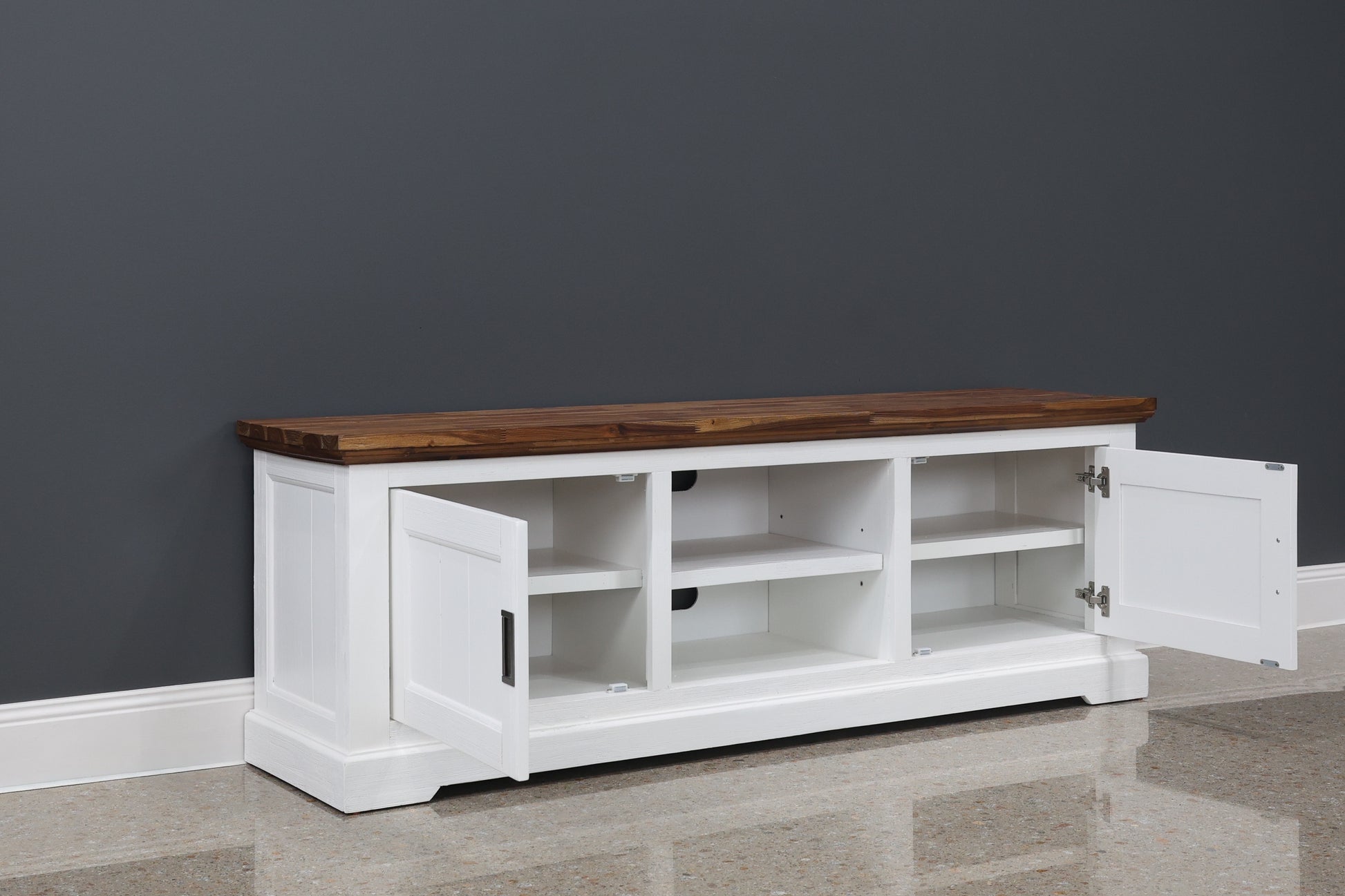 Provedore Two Tone Tv Unit - Medium w/ 2 Doors 2 Niches