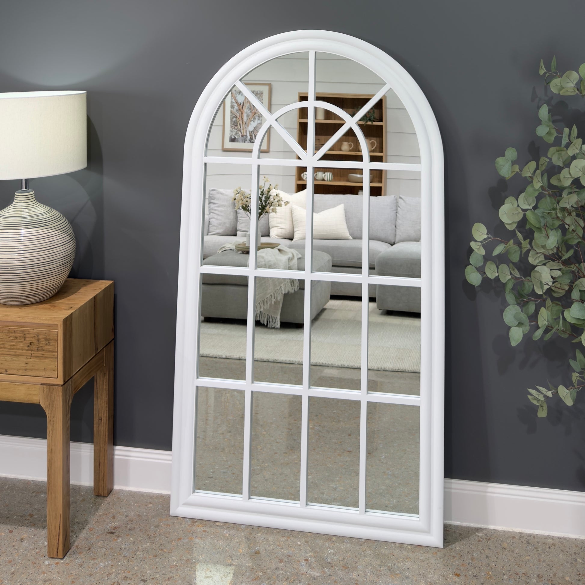 Mason Arched Window Mirror - Large Matte White