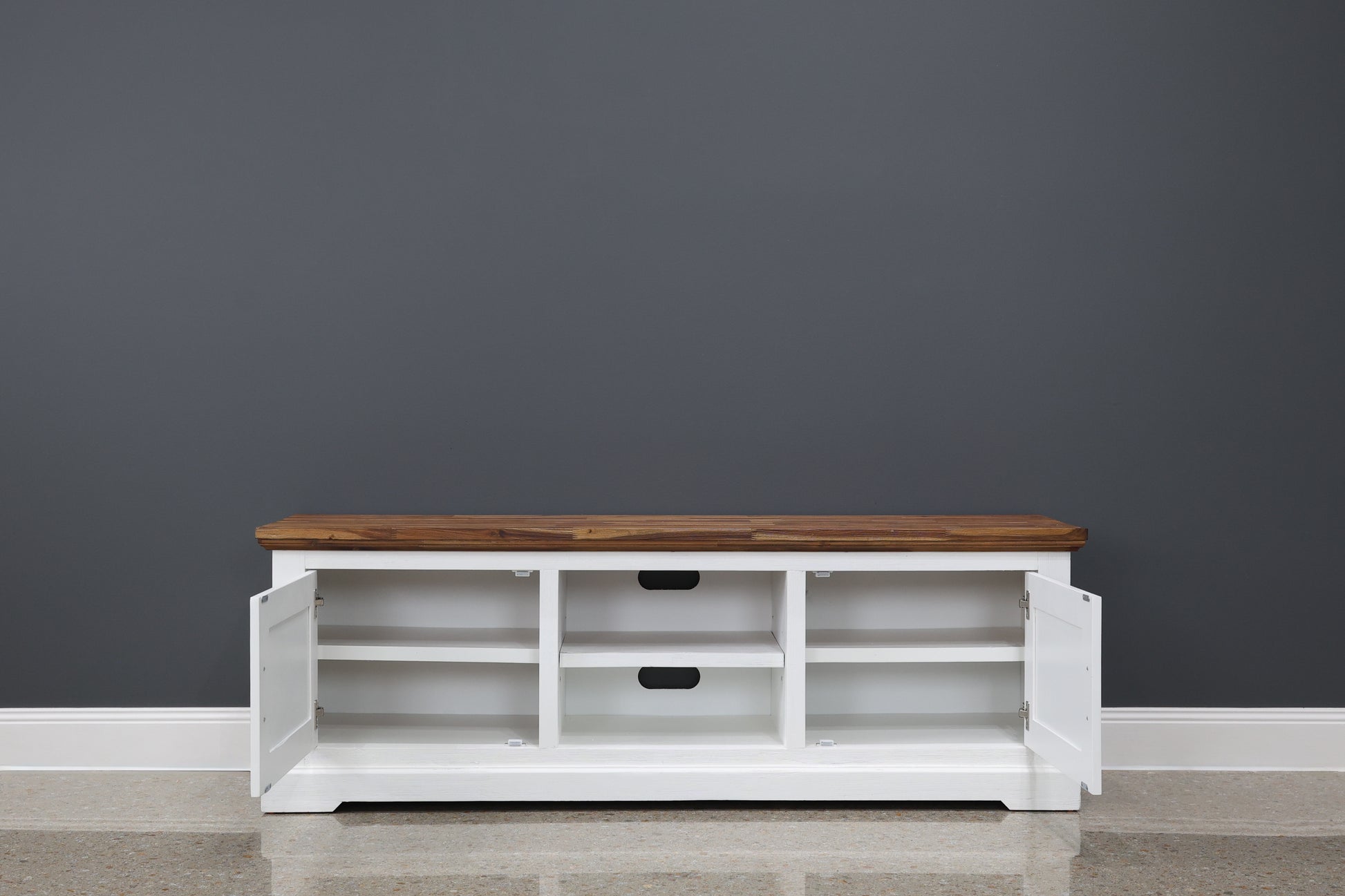 Provedore Two Tone Tv Unit - Medium w/ 2 Doors 2 Niches