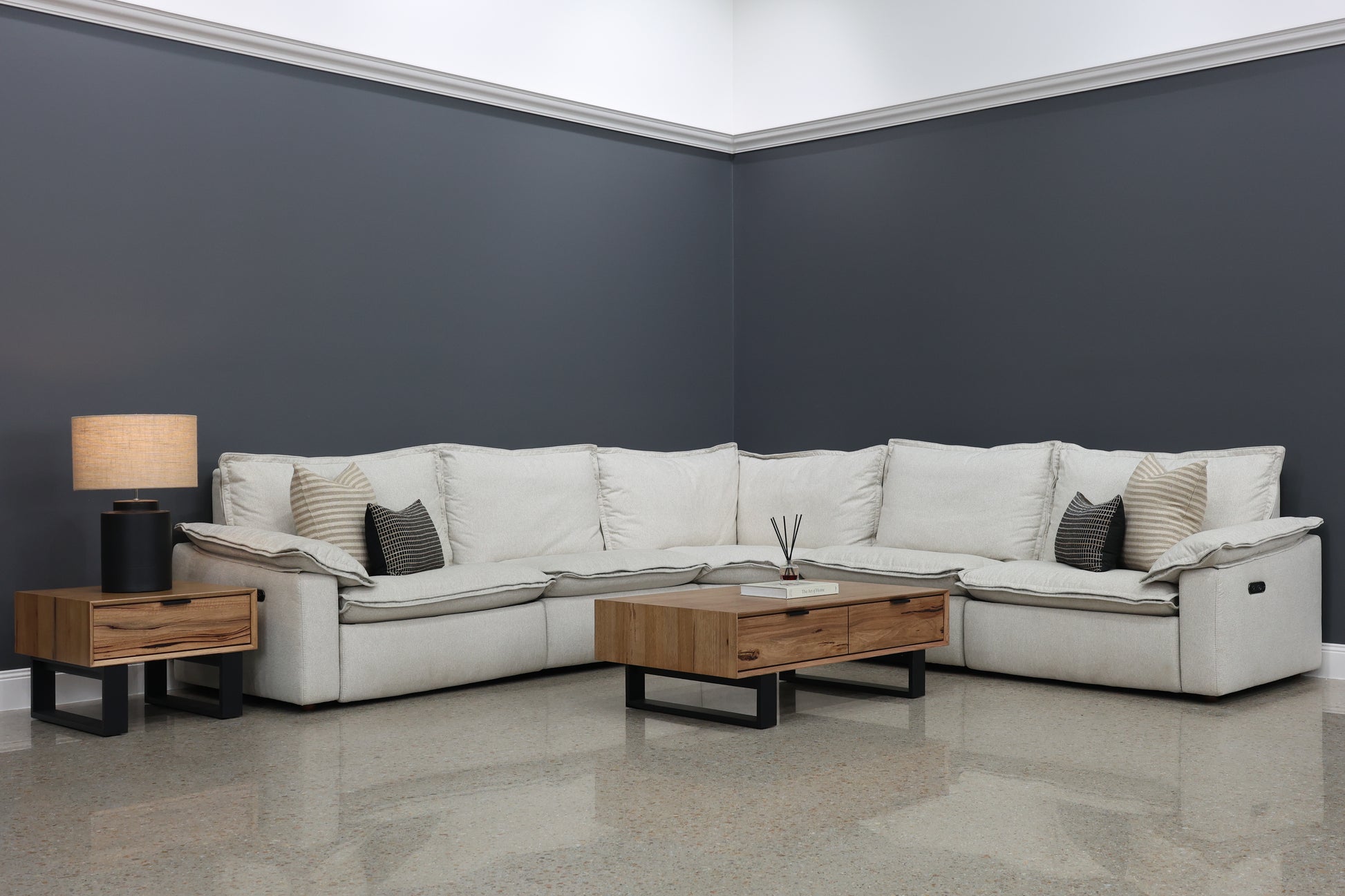 Portland Electric Reclining Corner Lounge - Shell (Water Repellent Fabric)