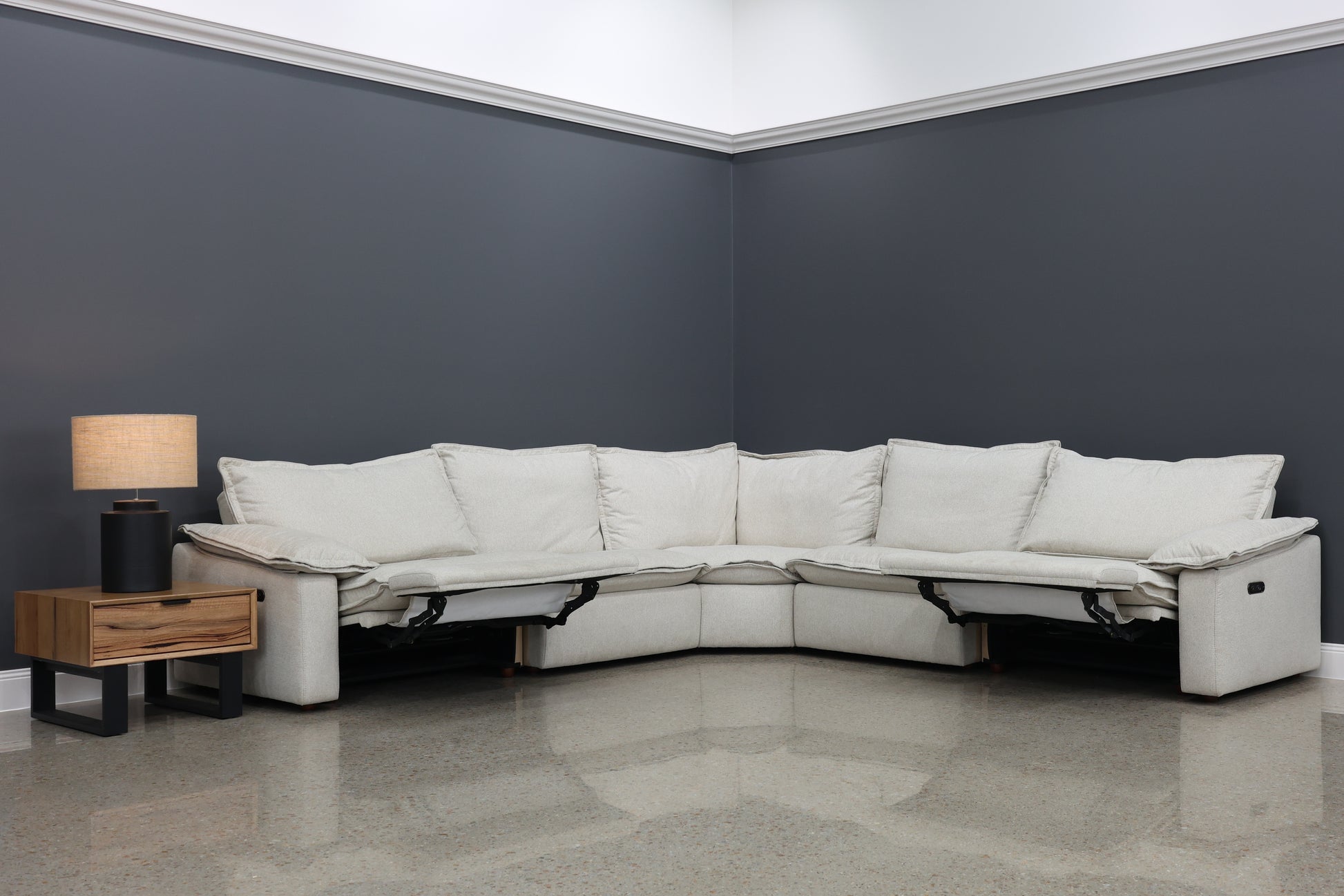 Portland Electric Reclining Corner Lounge - Shell (Water Repellent Fabric)