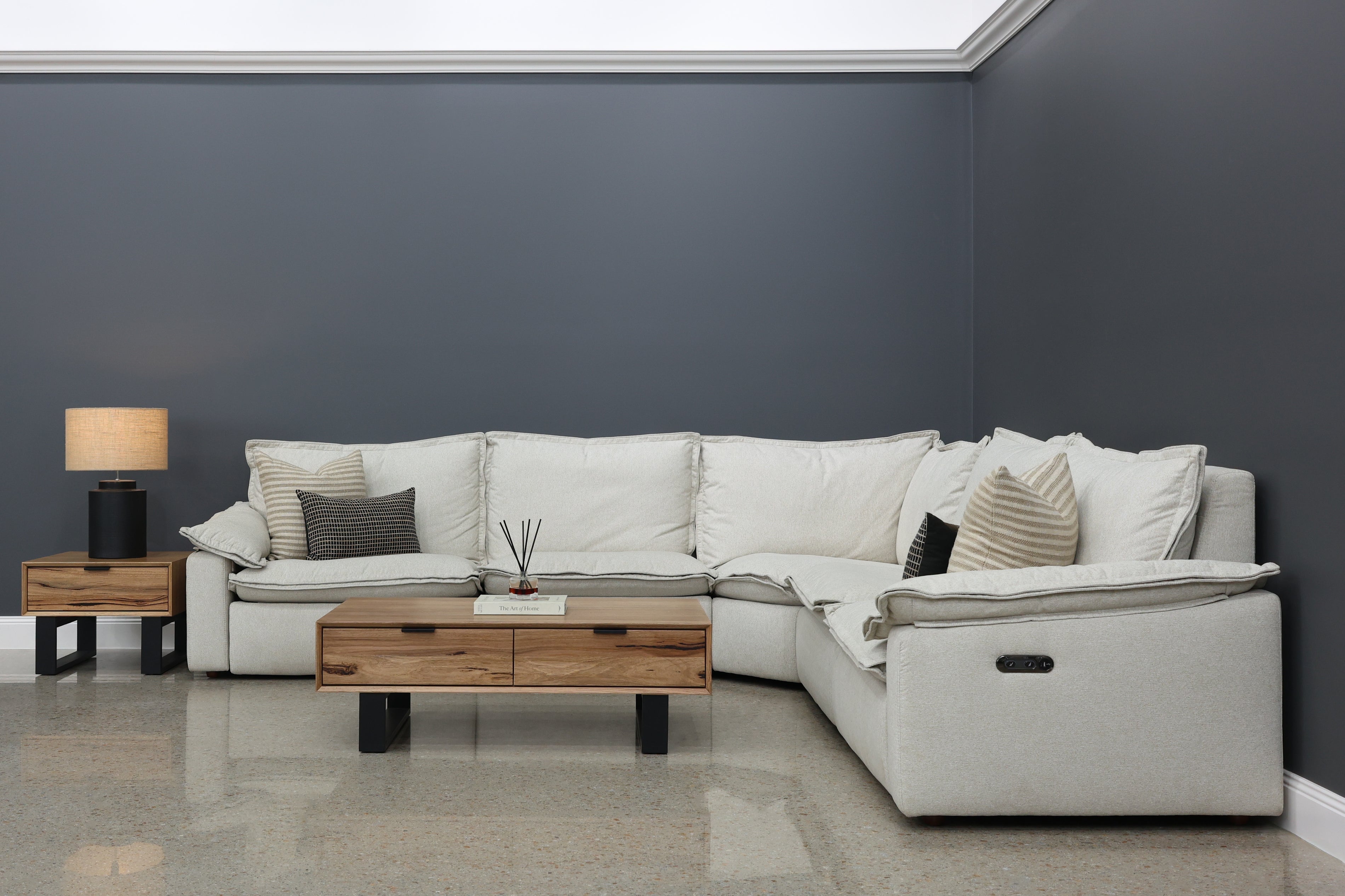 Portland Electric Reclining Corner Lounge - Shell (Water Repellent Fabric)