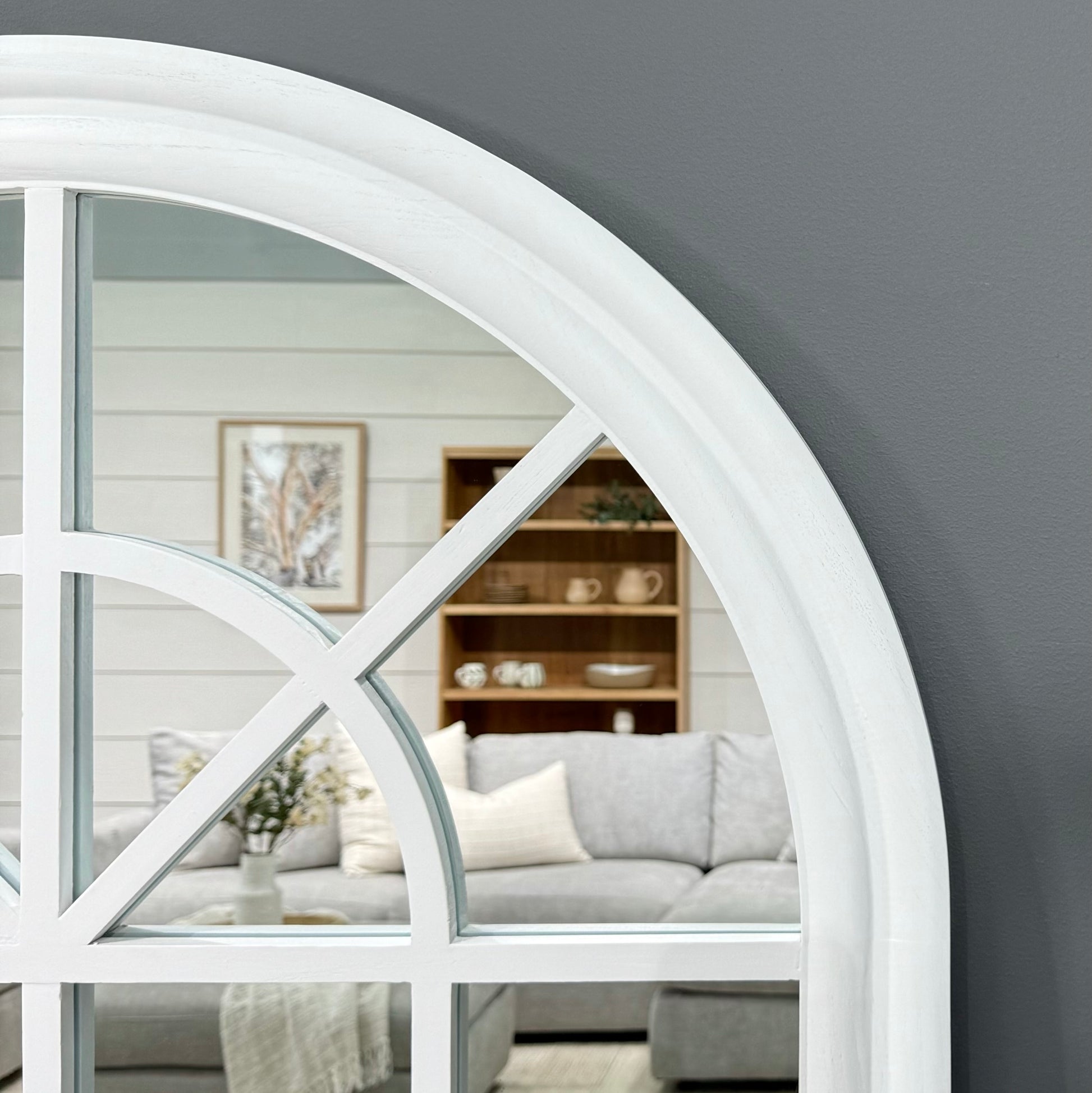 Mason Arched Window Mirror - Large Matte White