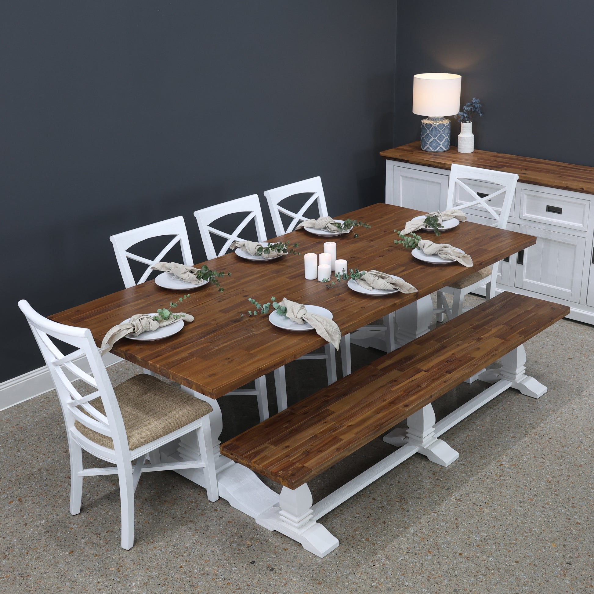 Provedore Two Tone Dining Table - Pedestal Leg