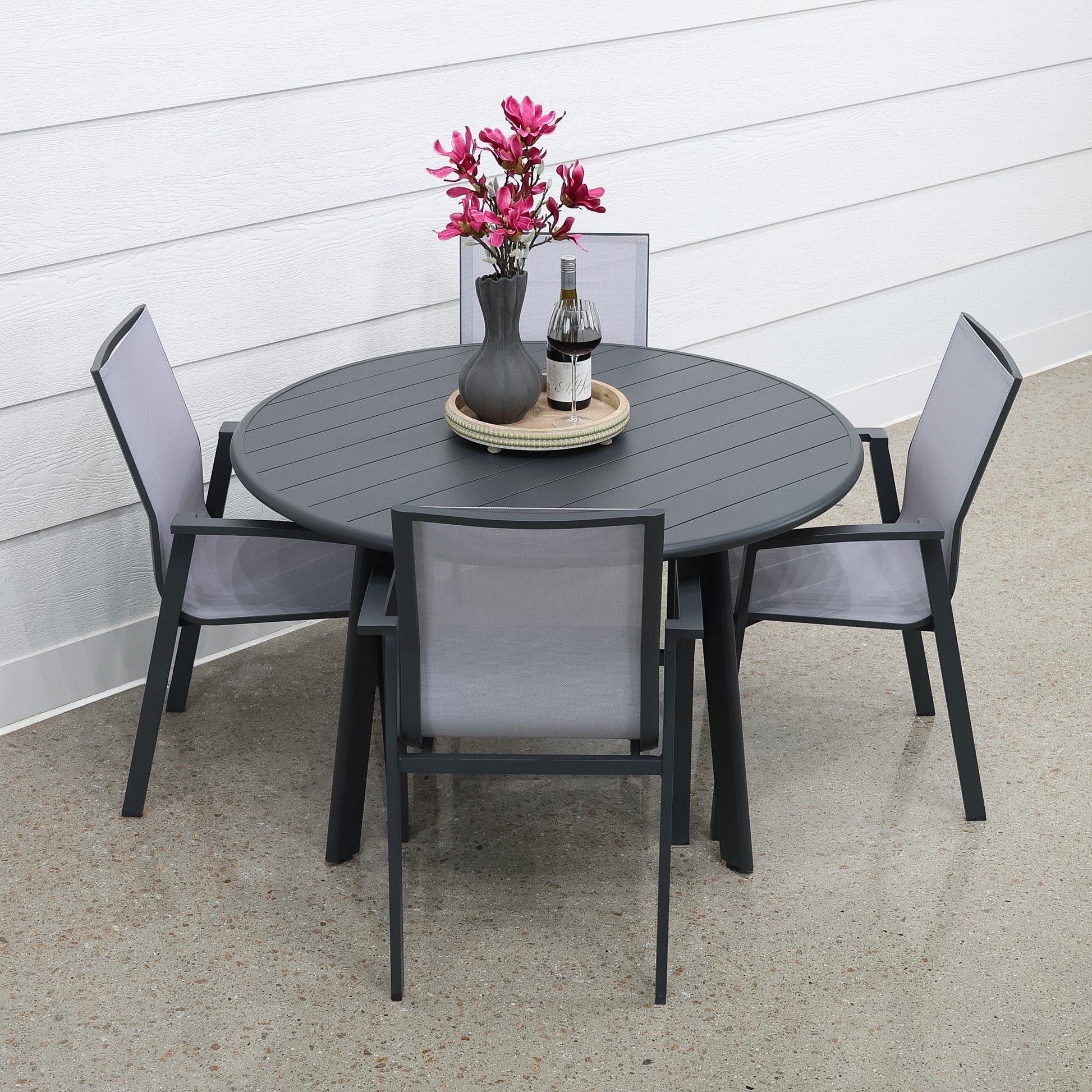 Avignon Dining Table Round - Charcoal