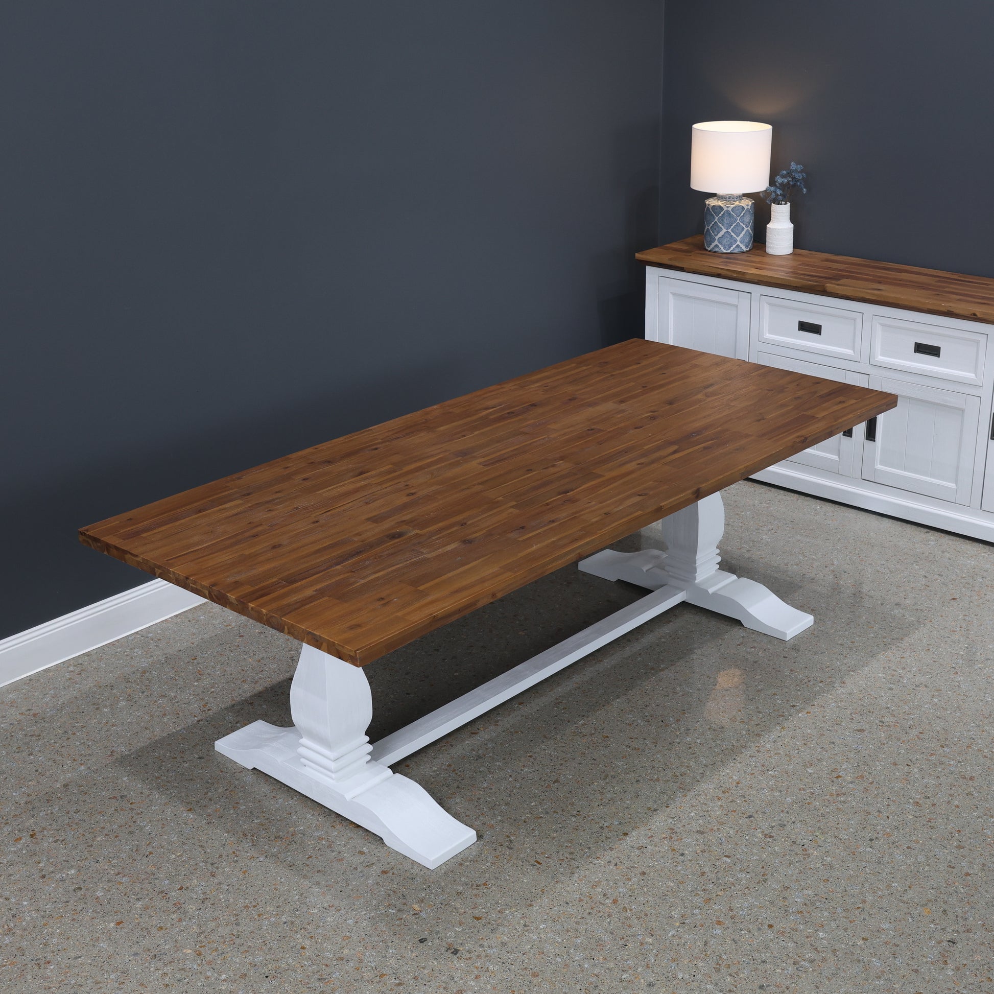Provedore Two Tone Dining Table - Pedestal Leg