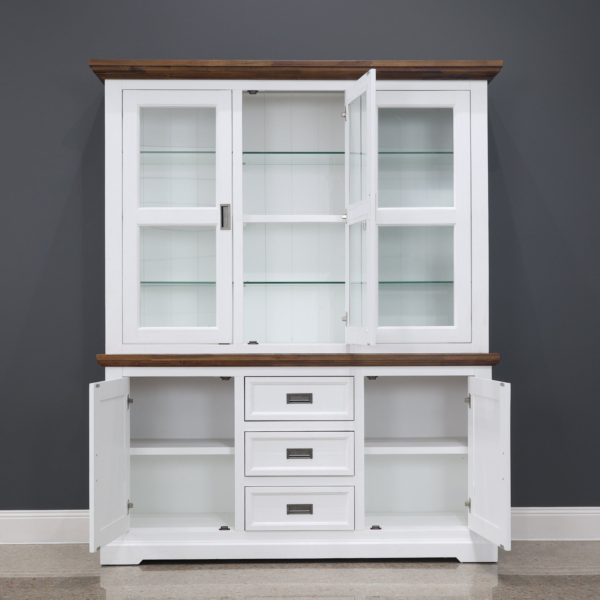 Provedore Two Tone Buffet & Glass Door Hutch