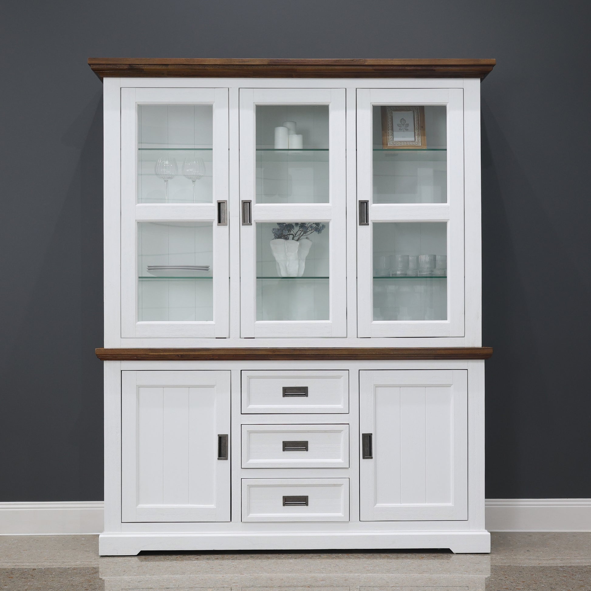Provedore Two Tone Buffet & Glass Door Hutch