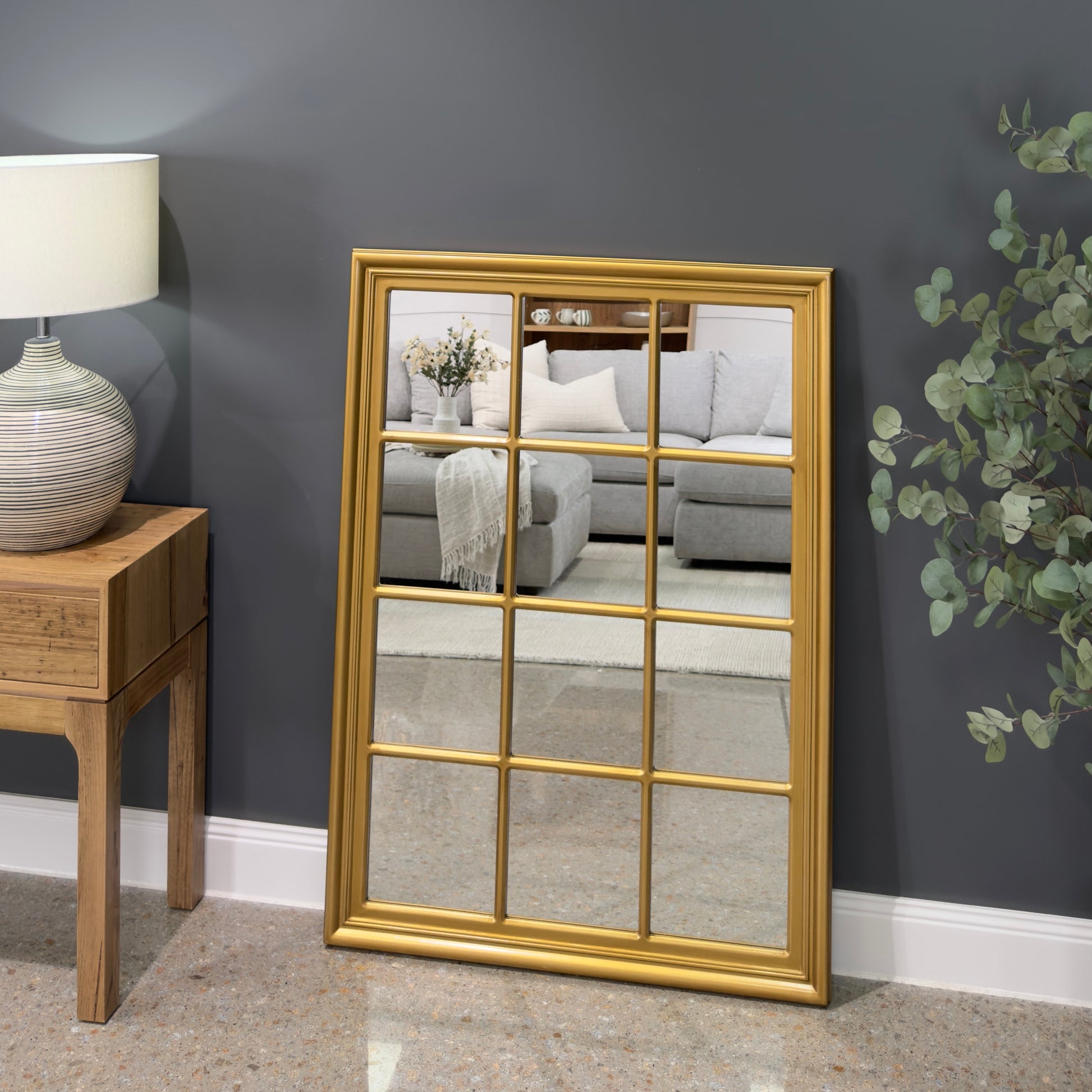 Liam Rectangle Window Mirror - Country Gold