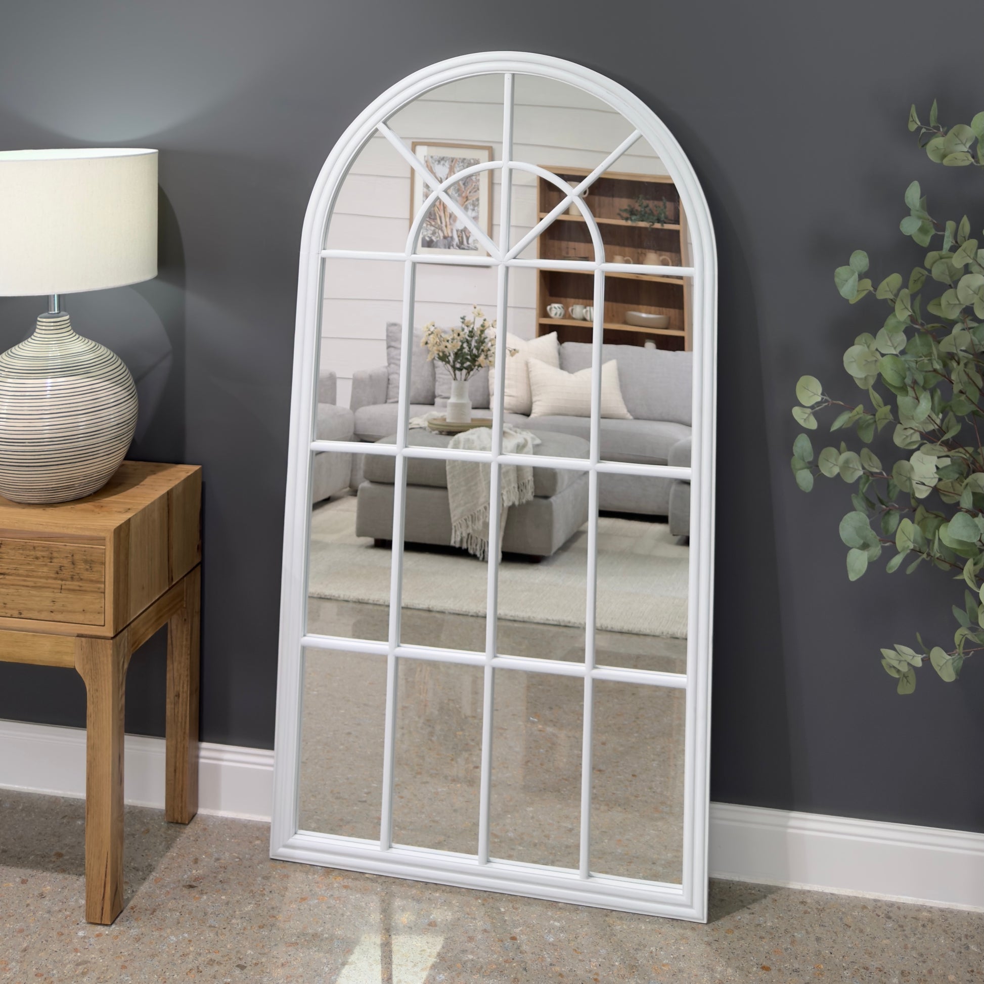 Geelong Large Arched Mirror - White