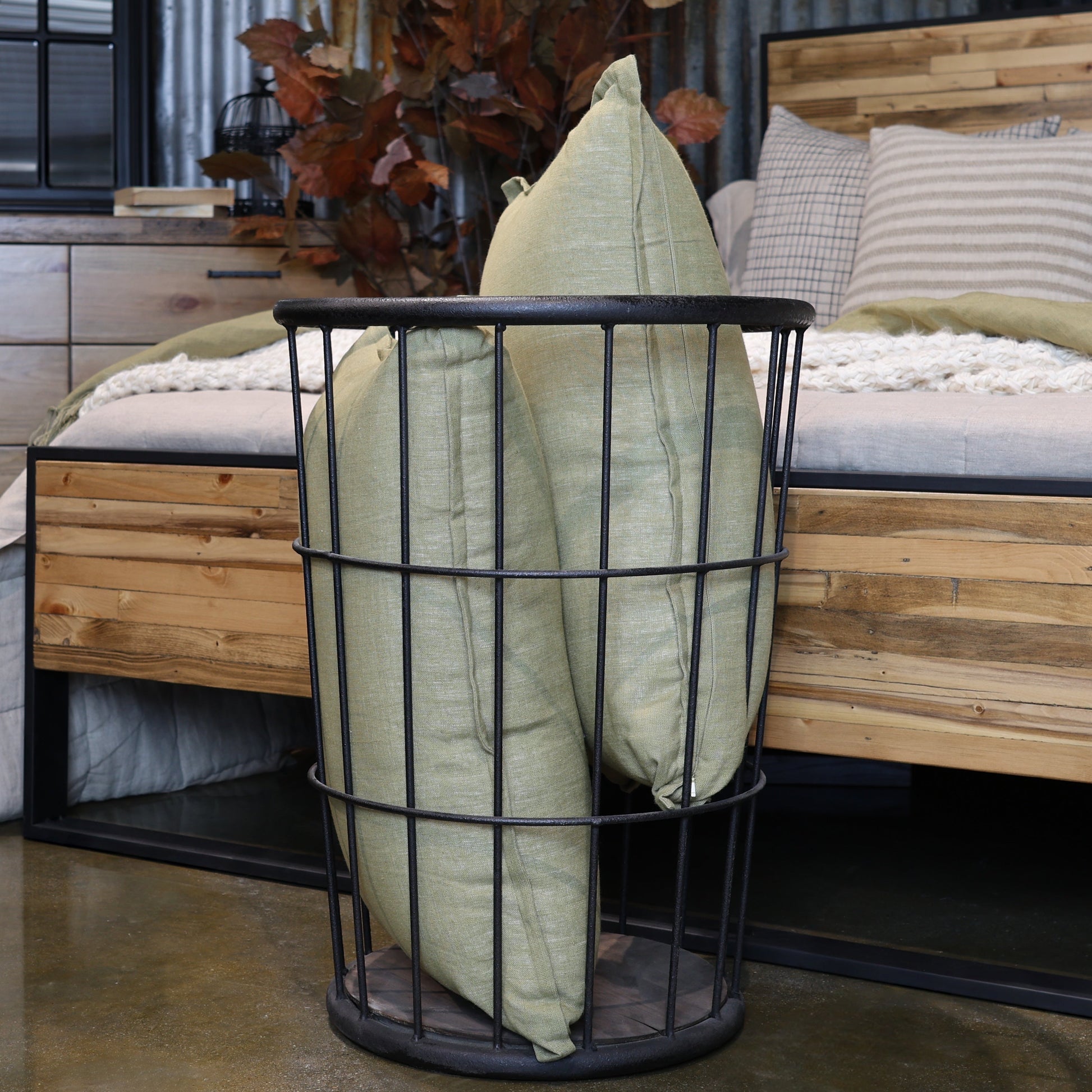Rustic Firewood Basket Round