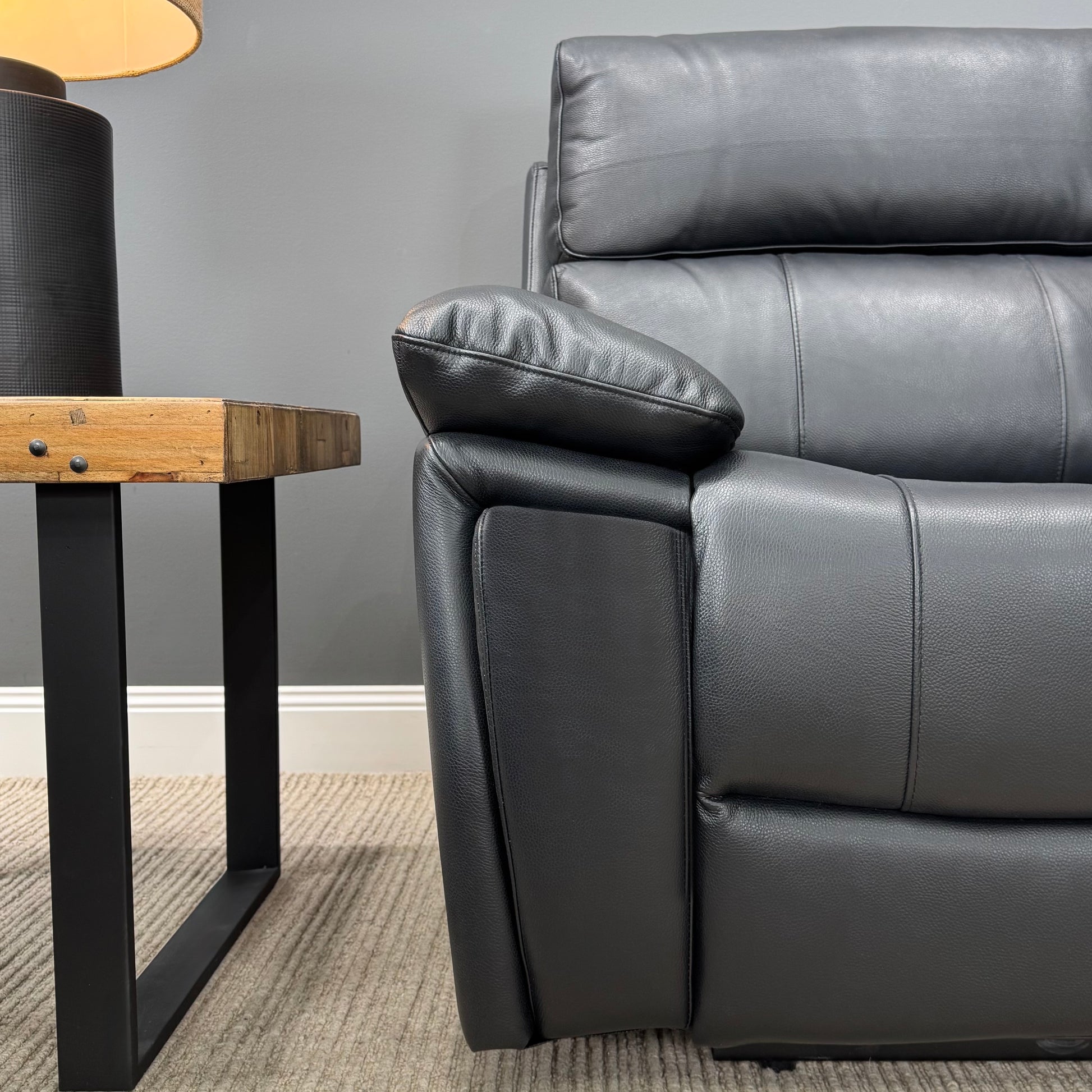 Parkes 2 Seater Electric Sofa - Black Leather