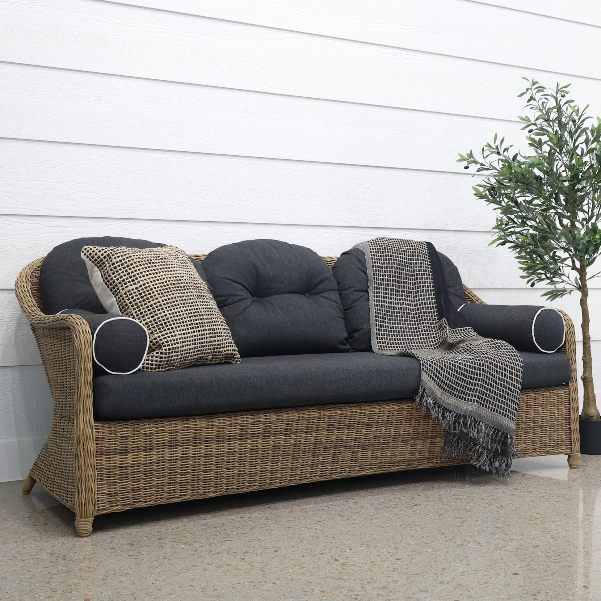 Mulwala 3 Seater Sofa - Brushed Wheat / Denim Grey