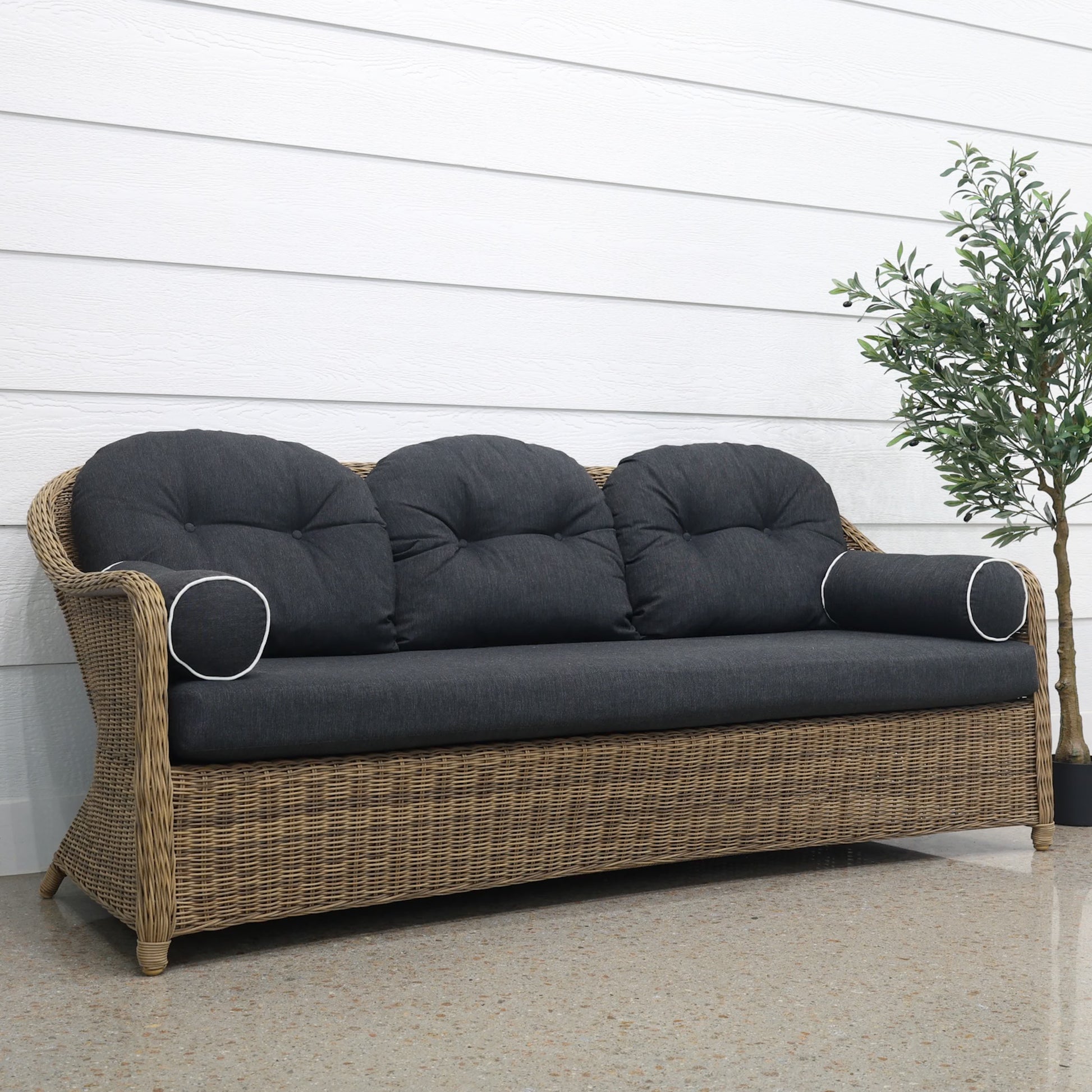 Mulwala 3 Seater Sofa - Brushed Wheat / Denim Grey