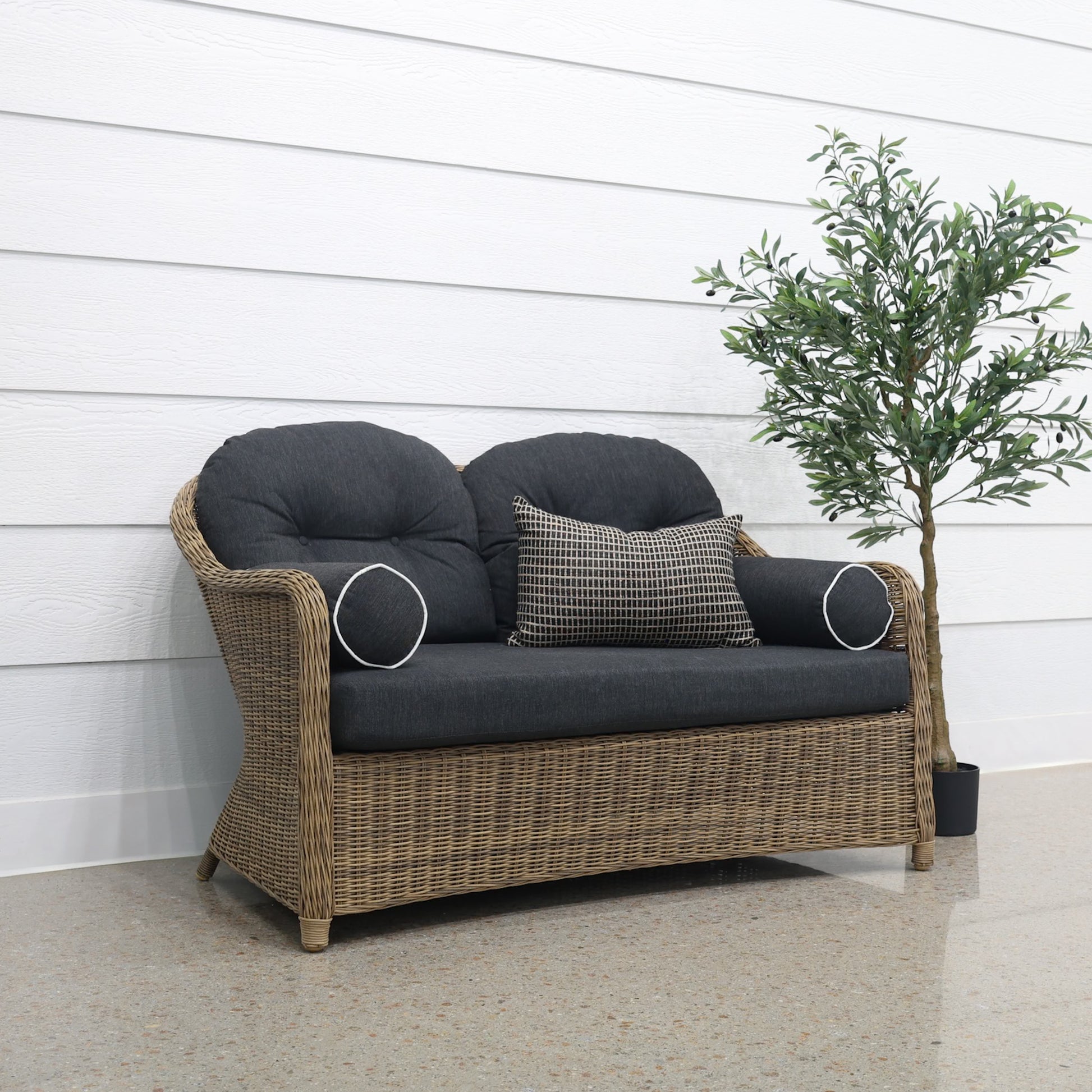 Mulwala Loveseat - Brushed Wheat / Denim Grey
