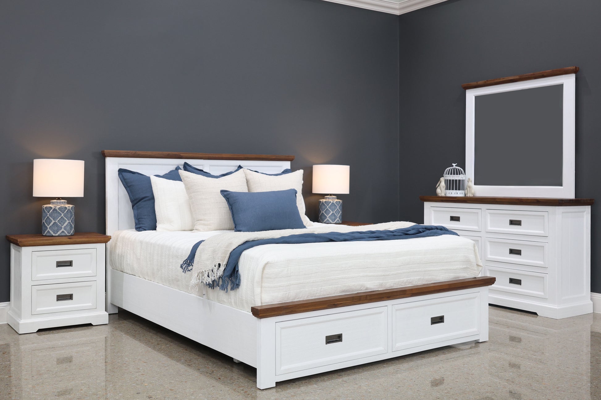 Provedore Two Tone Bed w/ 2 Storage Drawers