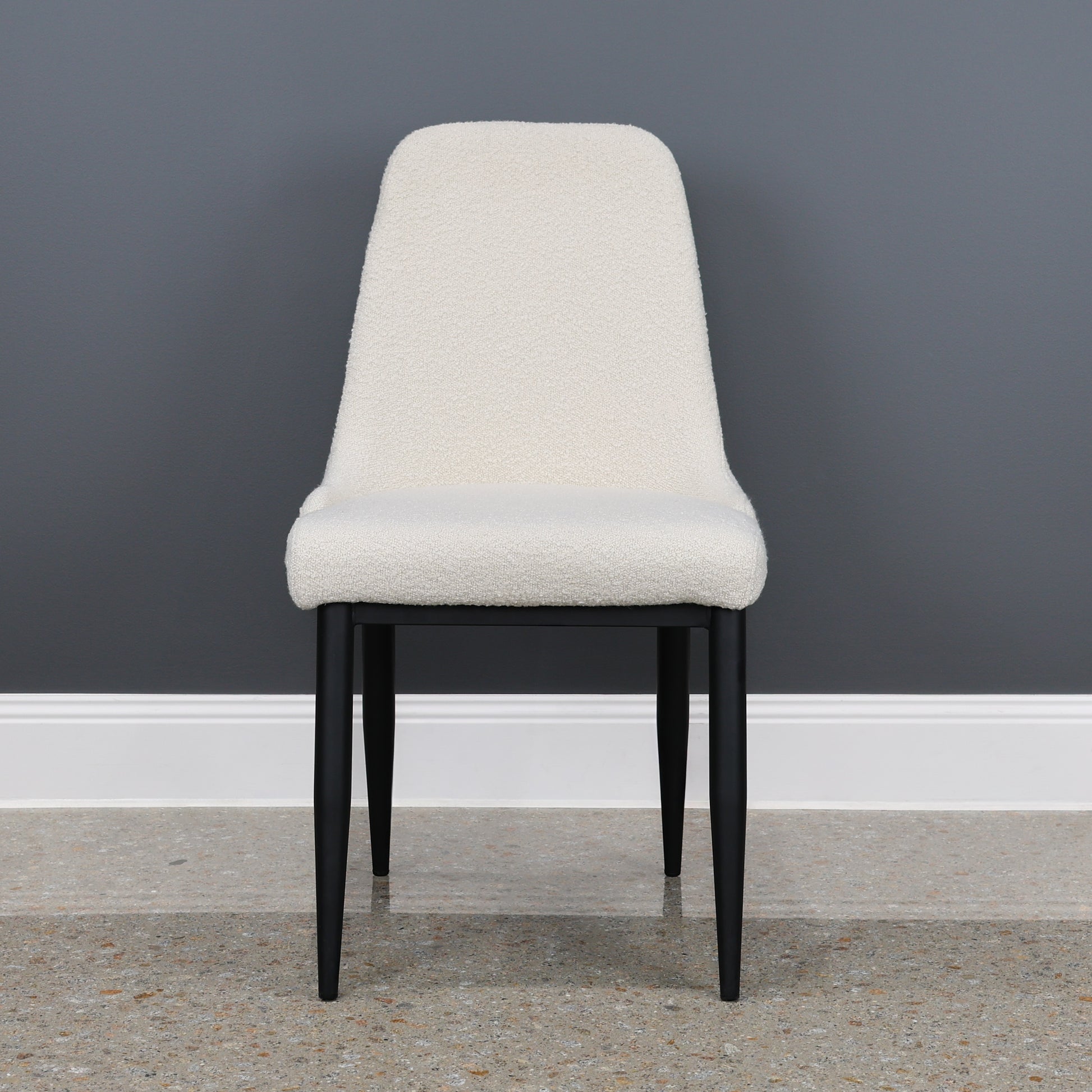 Mid Century Dining Chair - Boucle White