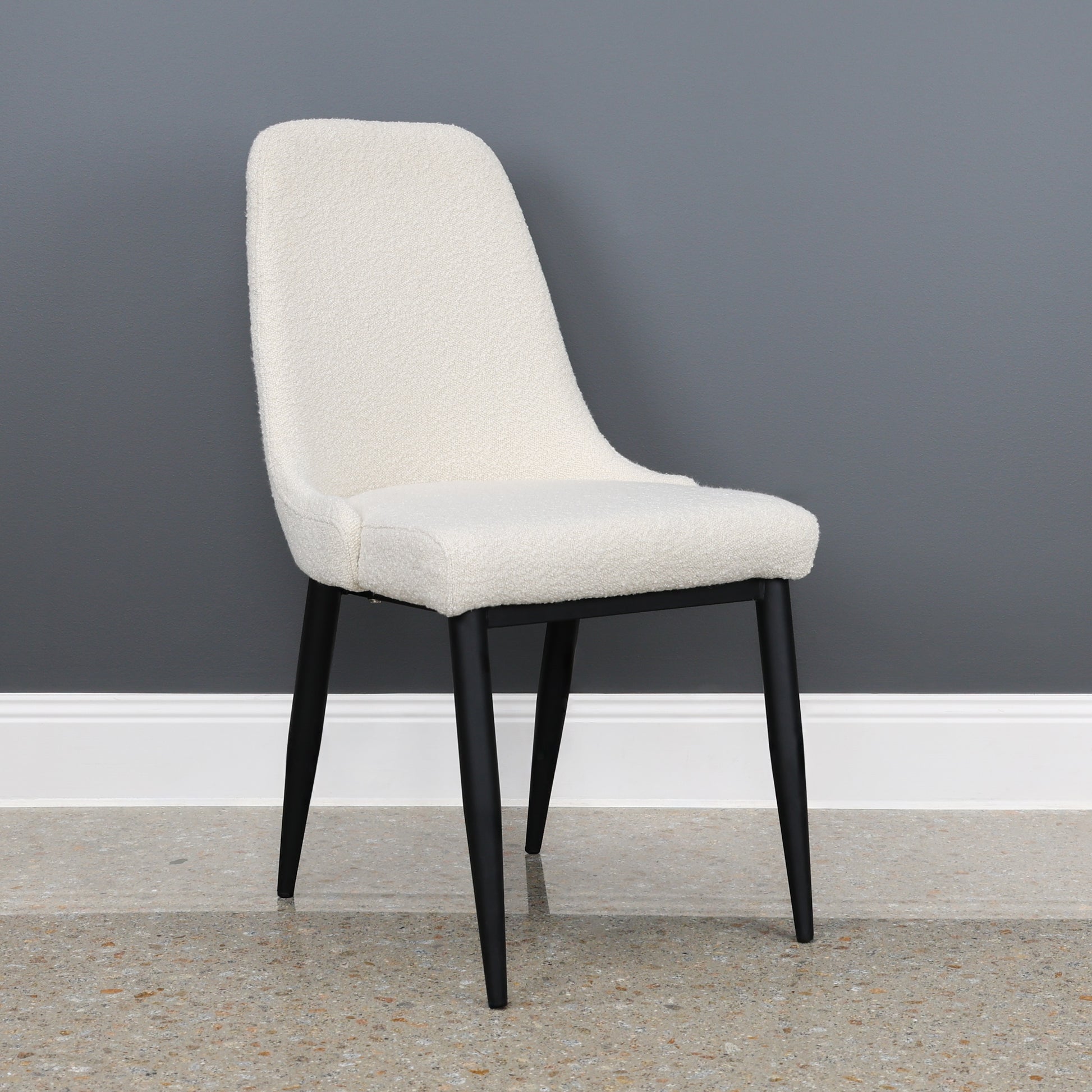 Mid Century Dining Chair - Boucle White