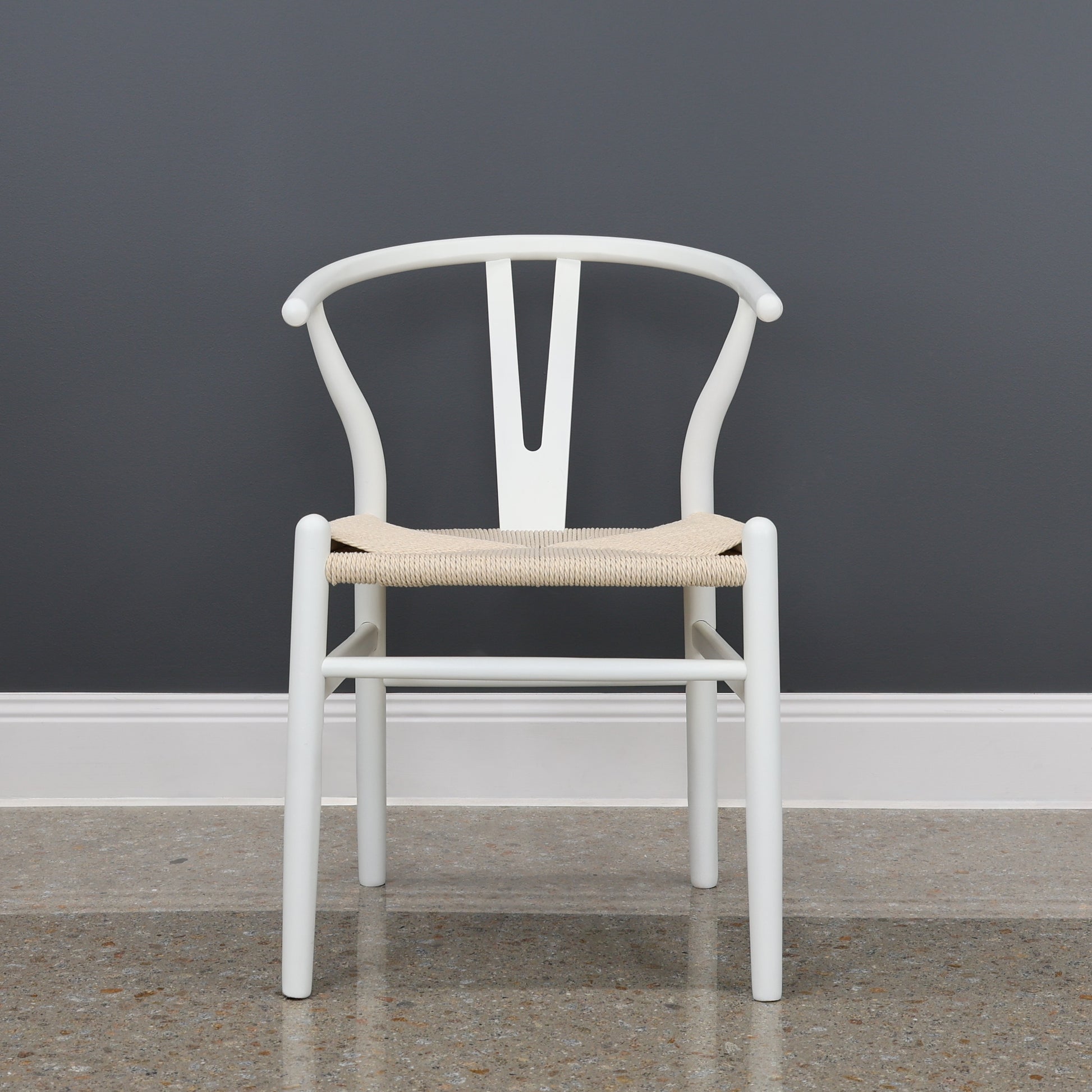 Wishbone Dining Chair - White w/ Natural Seat