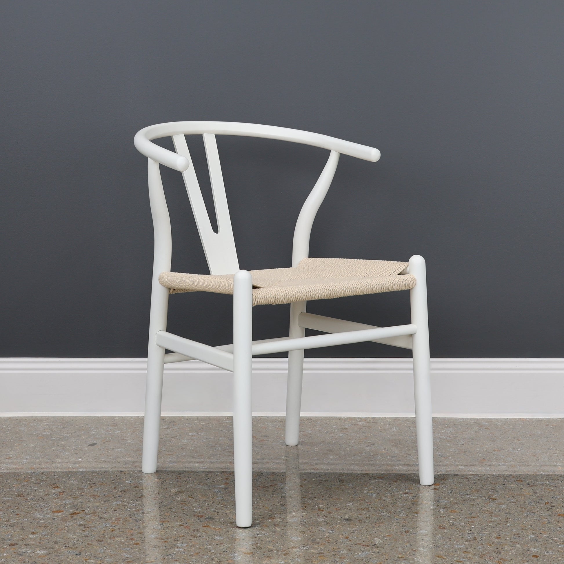 Wishbone Dining Chair - White w/ Natural Seat
