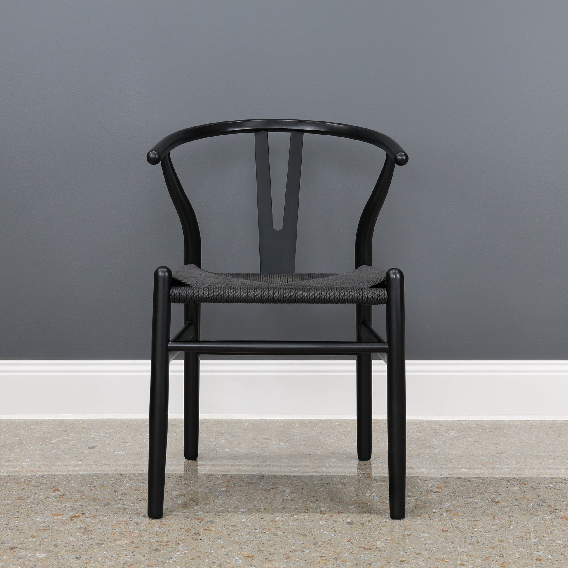 Wishbone Dining Chair - Black w/ Black Seat