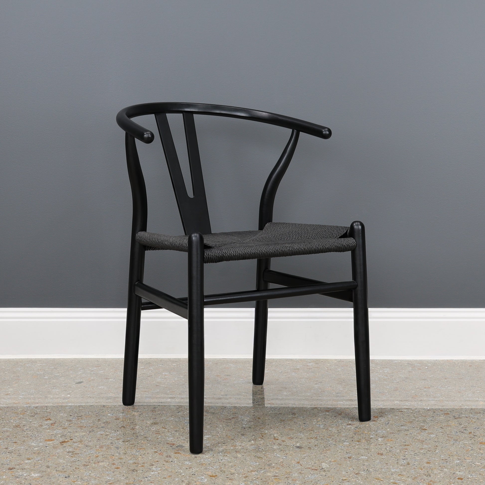 Wishbone Dining Chair - Black w/ Black Seat
