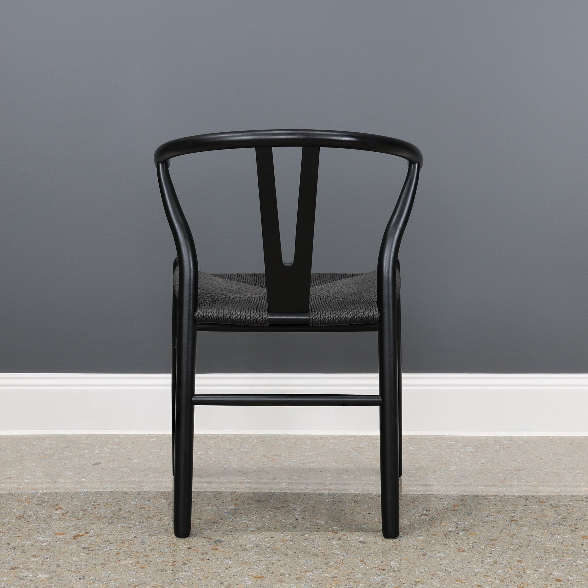 Wishbone Dining Chair - Black w/ Black Seat