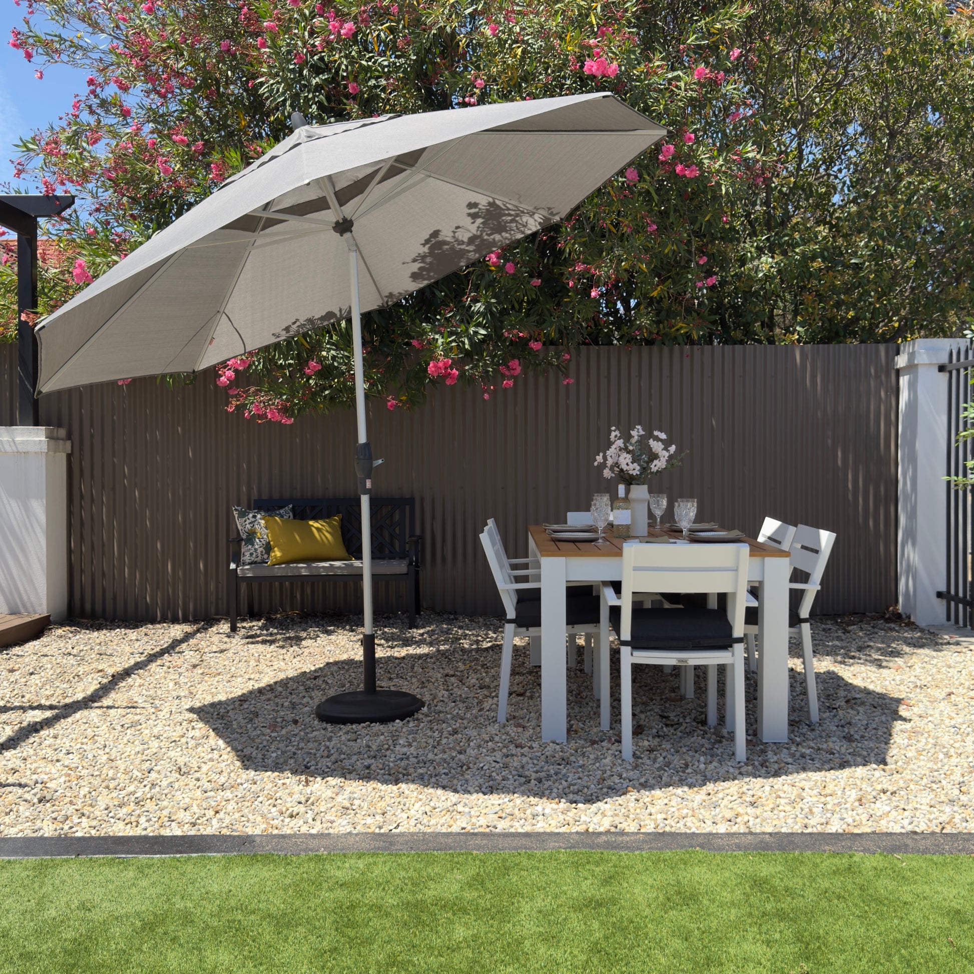 Fairview Octagonal Umbrella and Base - Charcoal