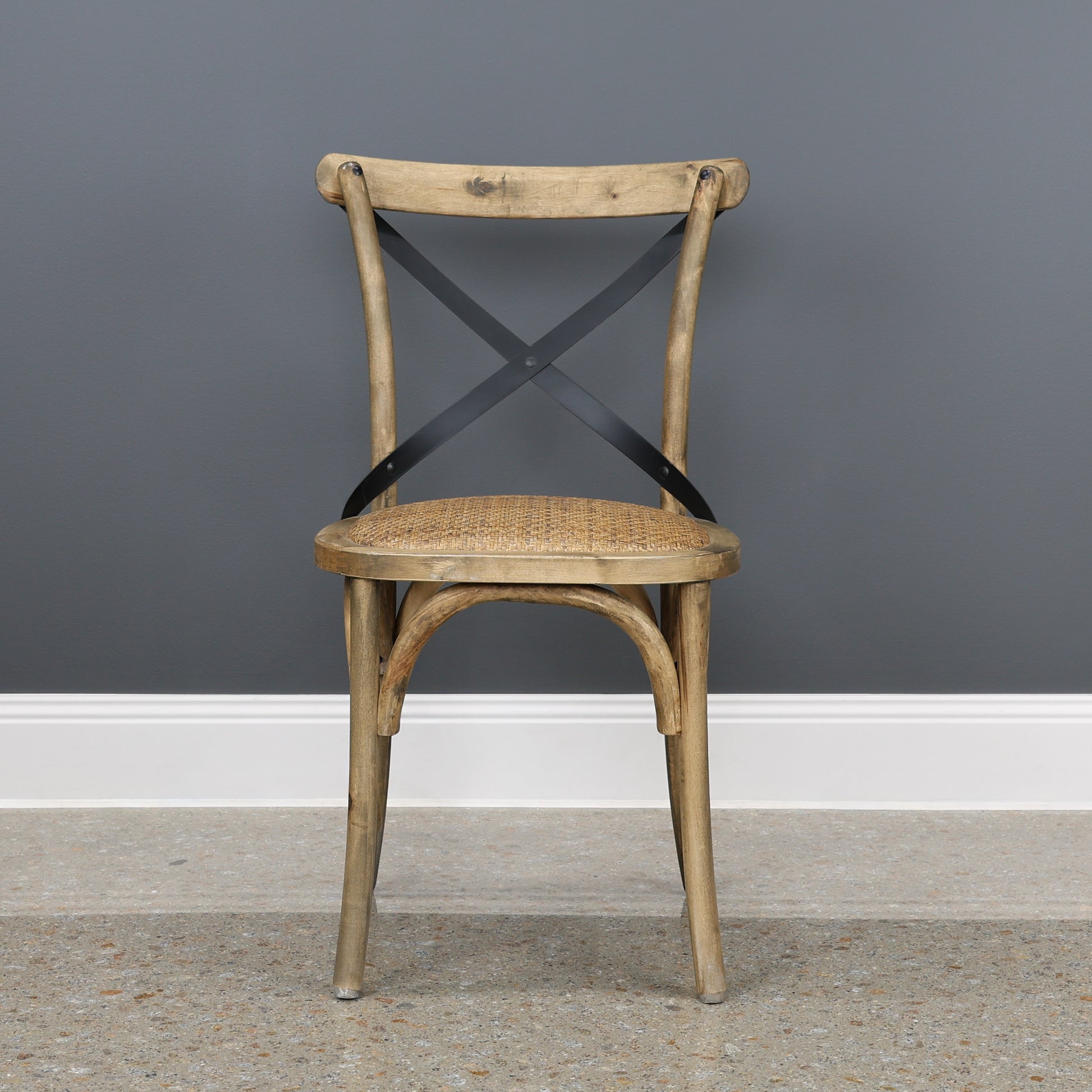 Cross Chair w/ Rattan Seat - Natural