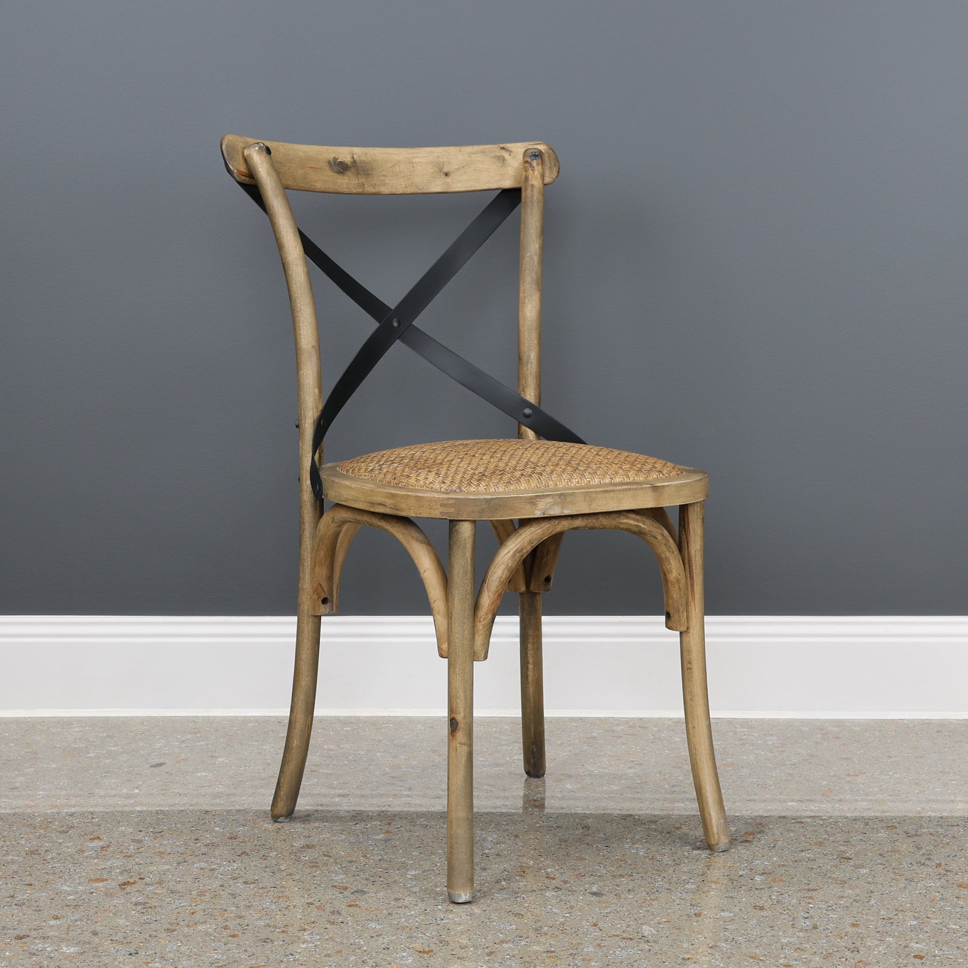 Cross Chair w/ Rattan Seat - Natural