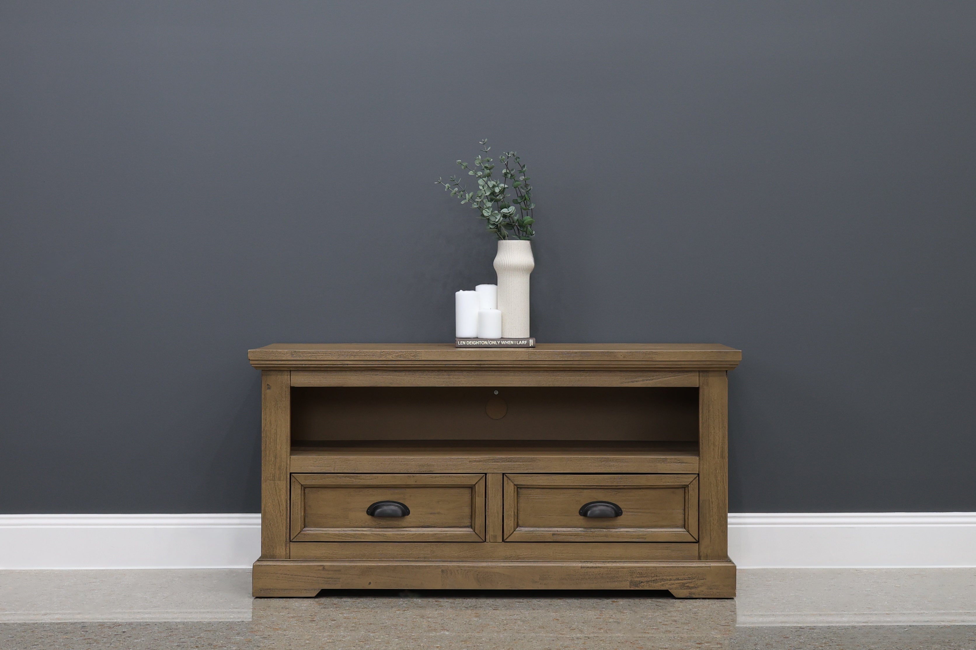 Macedon Small Tv Unit - Small w/ 2 Drawers 1 Niche