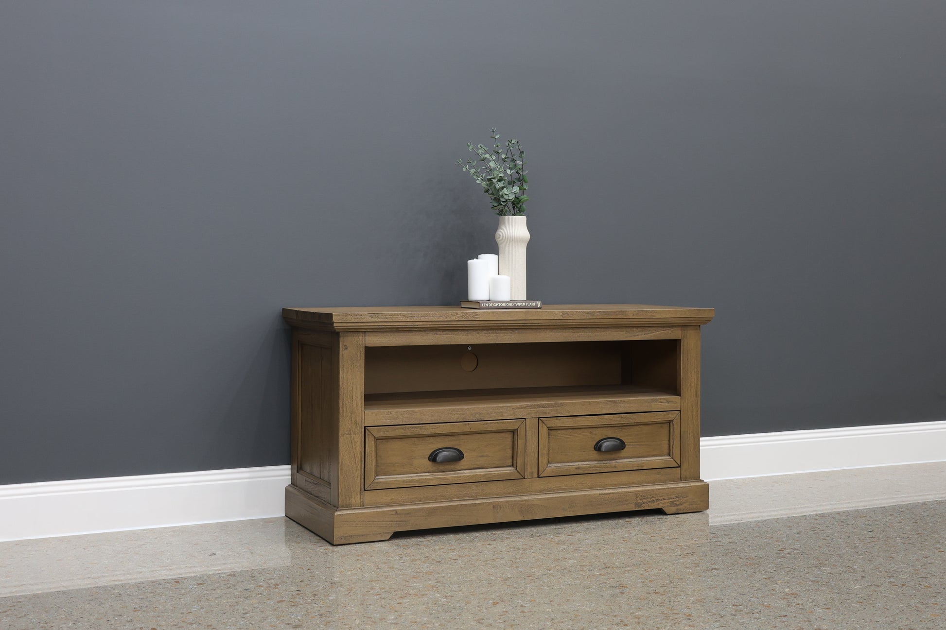 Macedon Small Tv Unit - Small w/ 2 Drawers 1 Niche